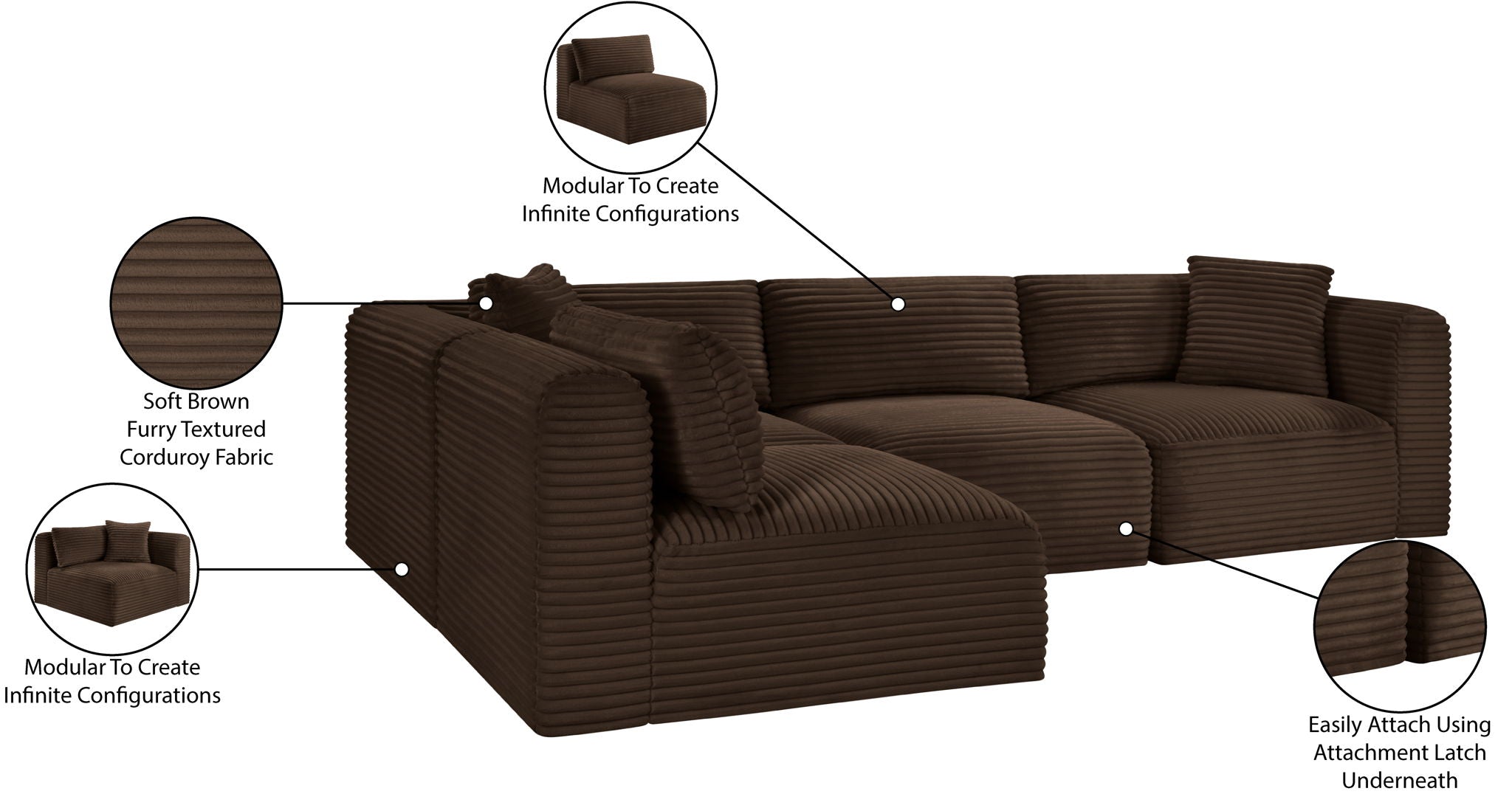 Shaggy - 4 Piece Modular Sectional