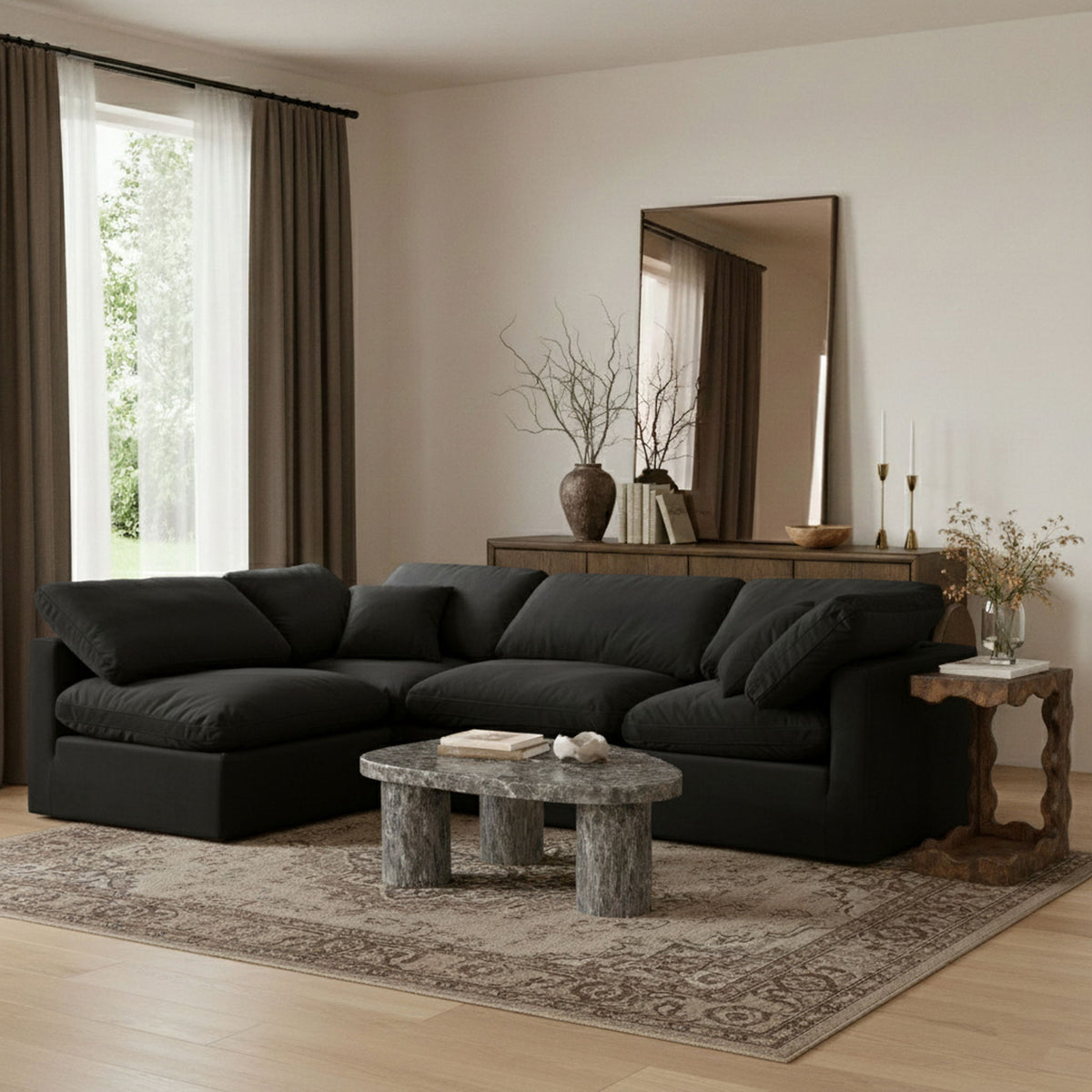 Indulge - Velvet 4 Piece Modular Sectional