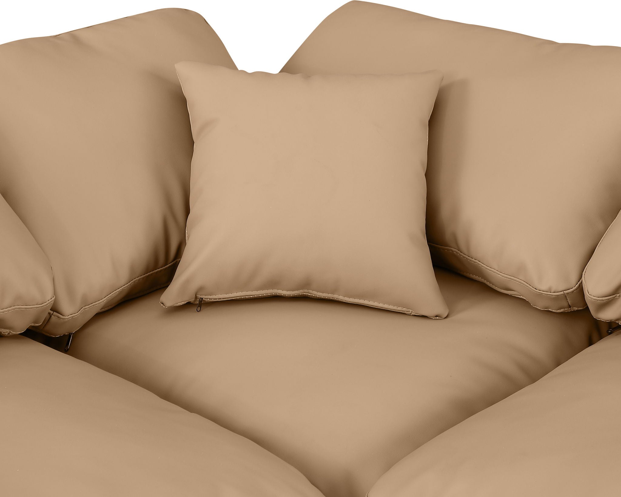 Indulge - Faux Leather 6 Piece Modular Armless Sectional - Tan