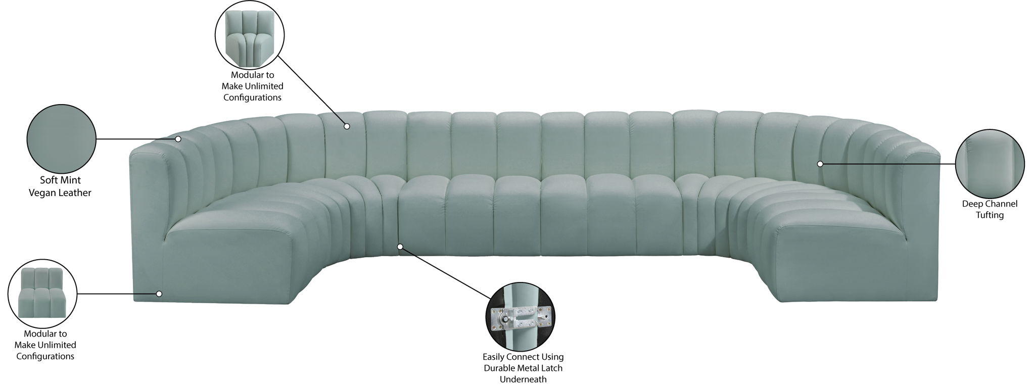 Arc - Faux Leather Modular U-Shaped Sectional