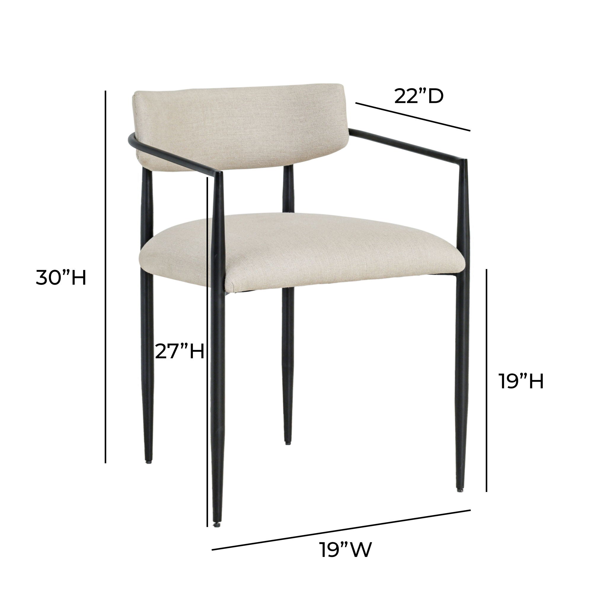 Forte - Linen Forged Iron Dining Chair - Cream