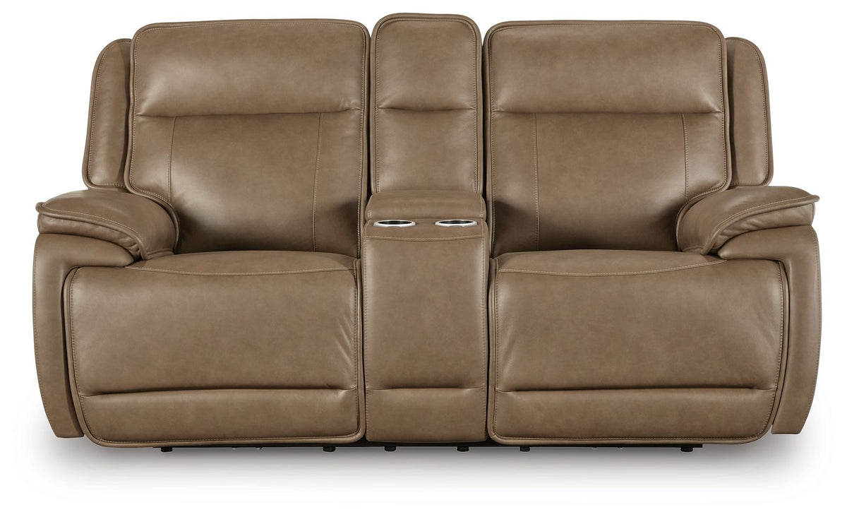 Glencroft - Power Reclining Loveseat With Console / Adjustable Headrest - Sahara