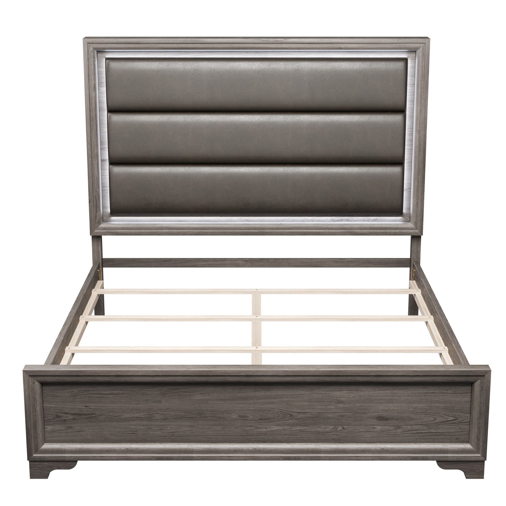 Bed With Horizontal Tufting Headboard