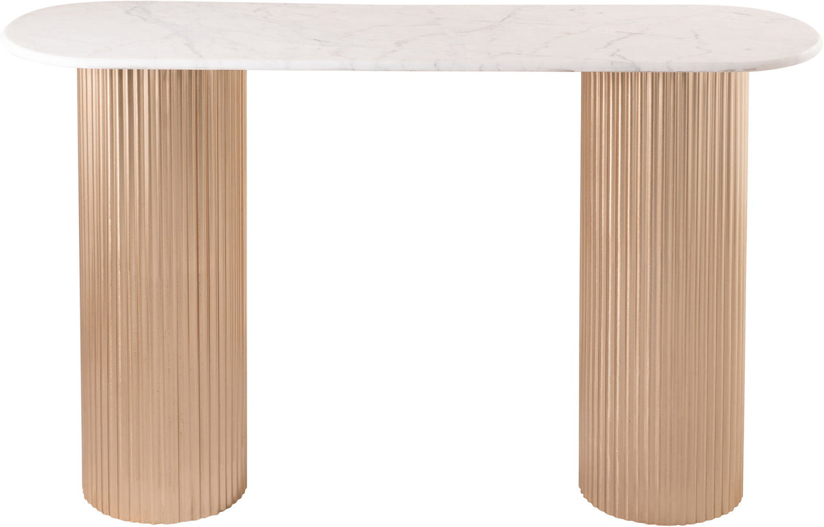 Cindra - Genuine Marble Top And Iron Base Console Table