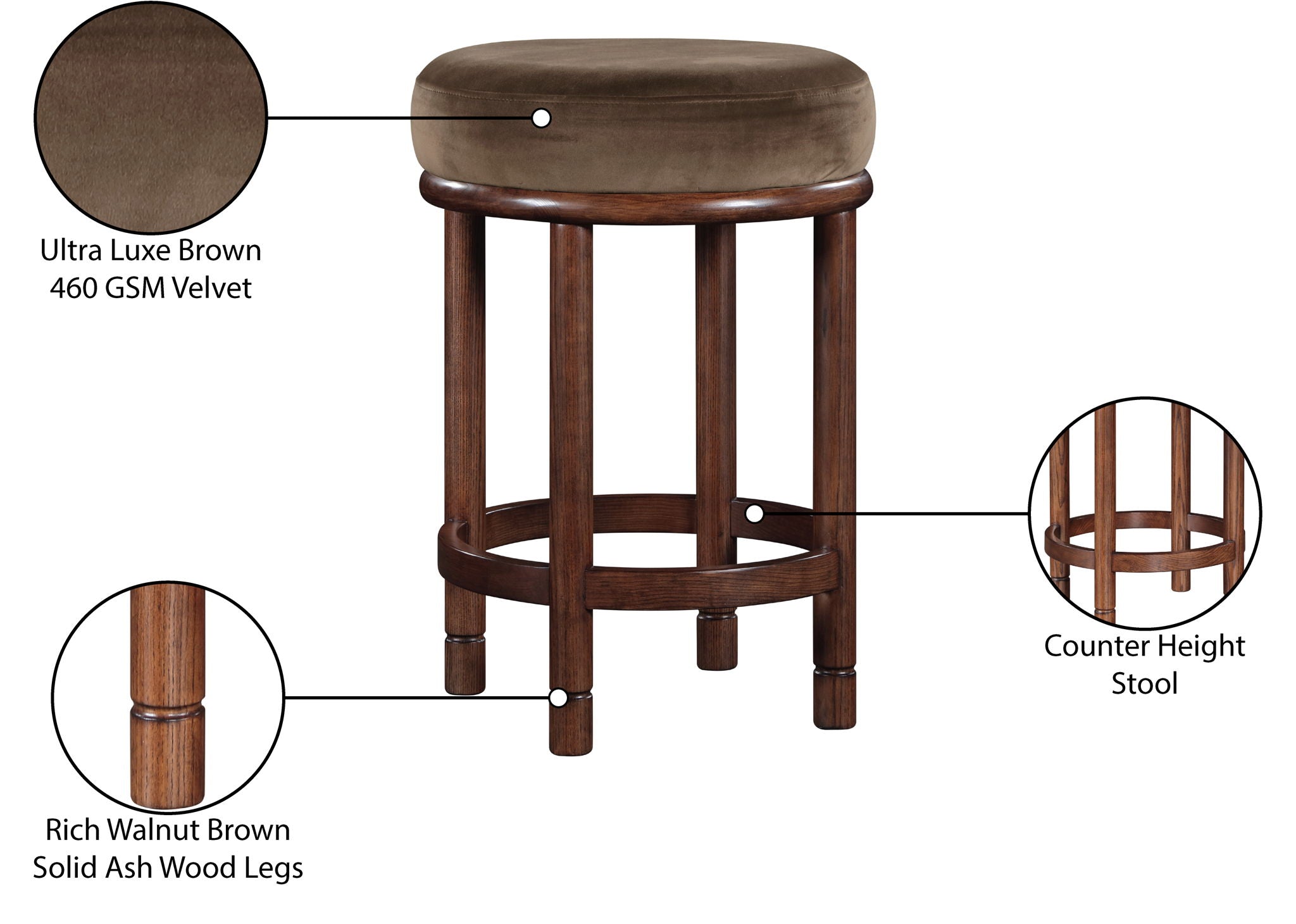Monette - Counter Stool With Brown Base