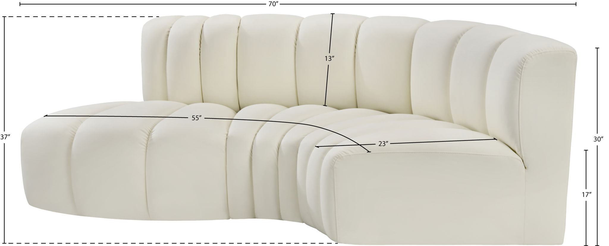 Arc - Faux Leather 3 Piece Modular L-Shaped Sofa