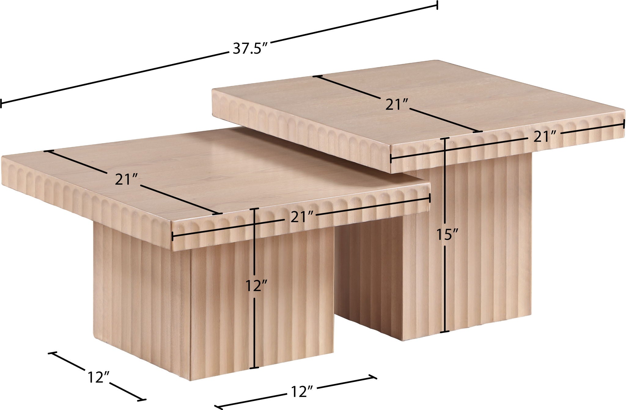 Spencer - 15" Oak Veneer 2 Piece Coffee Table
