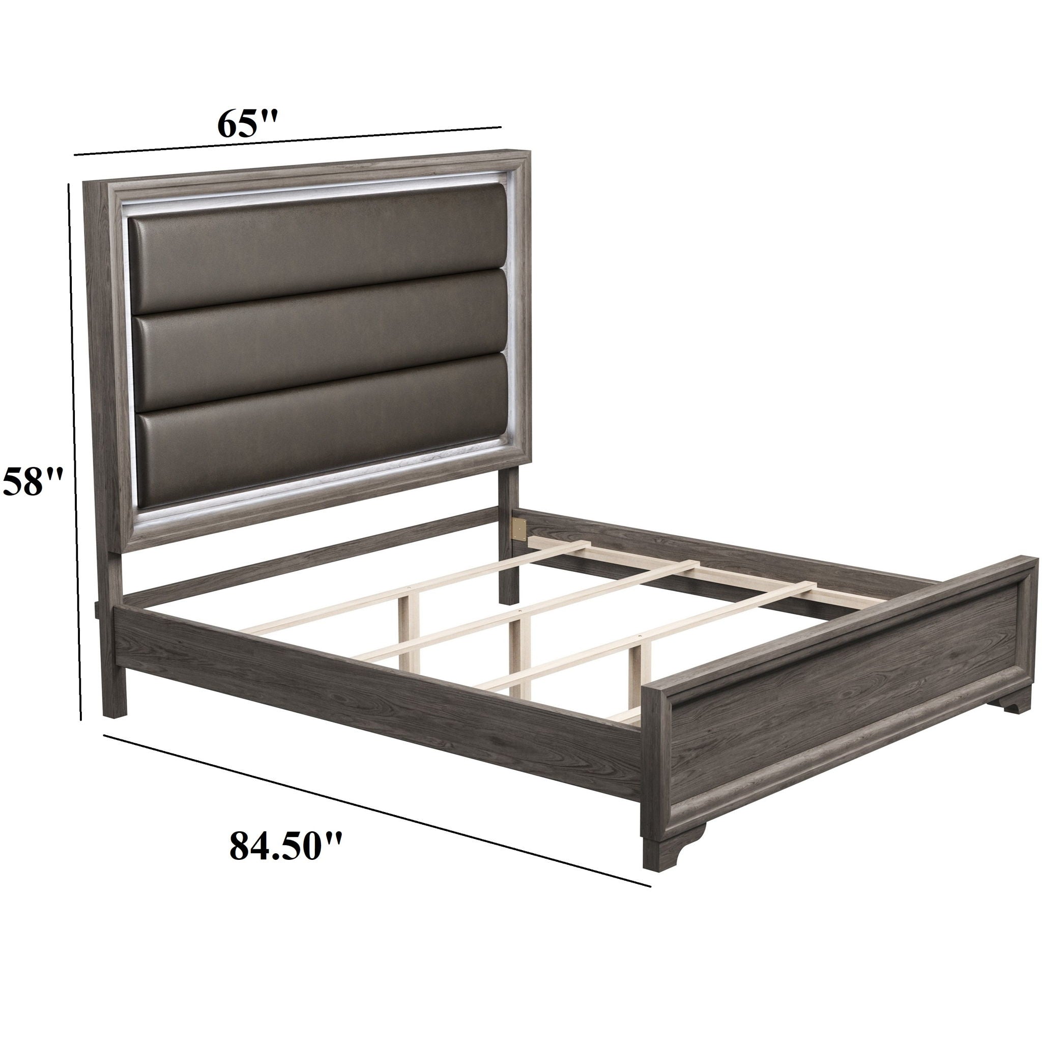 Bed With Horizontal Tufting Headboard