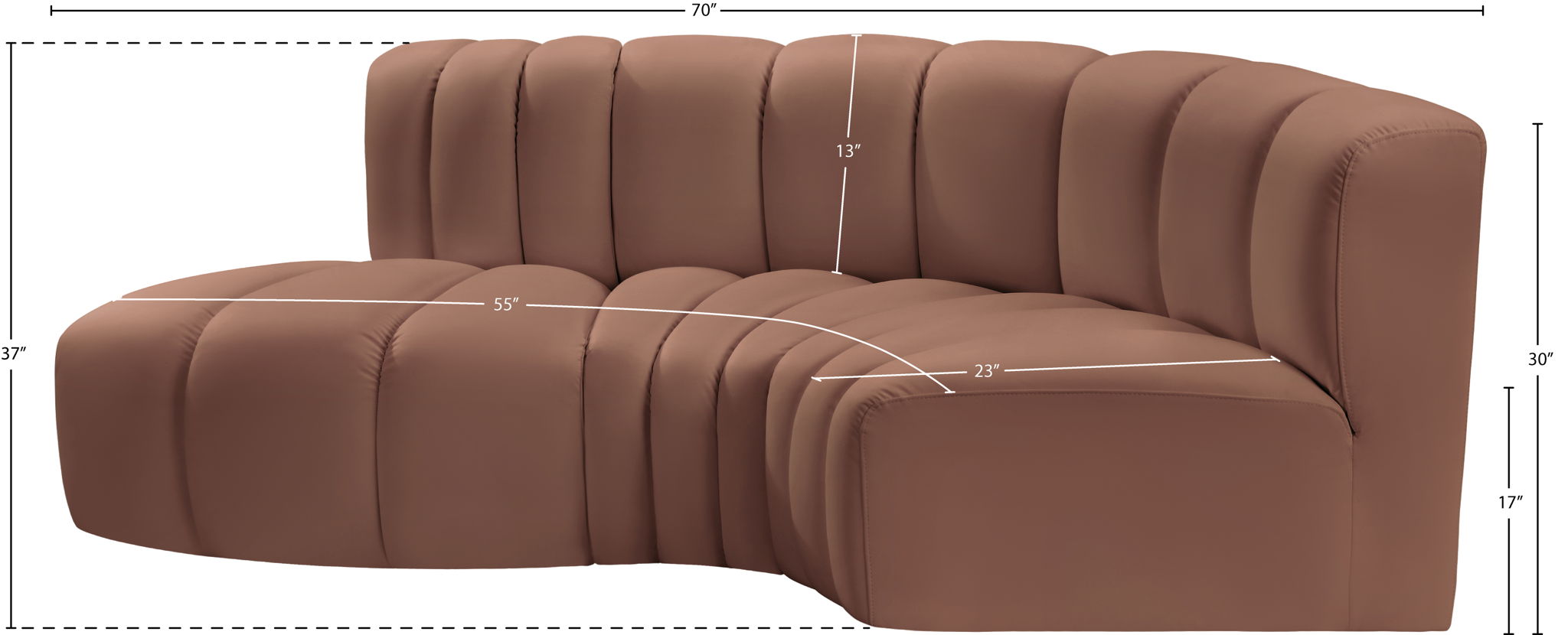 Arc - Faux Leather 3 Piece Modular L-Shaped Sofa