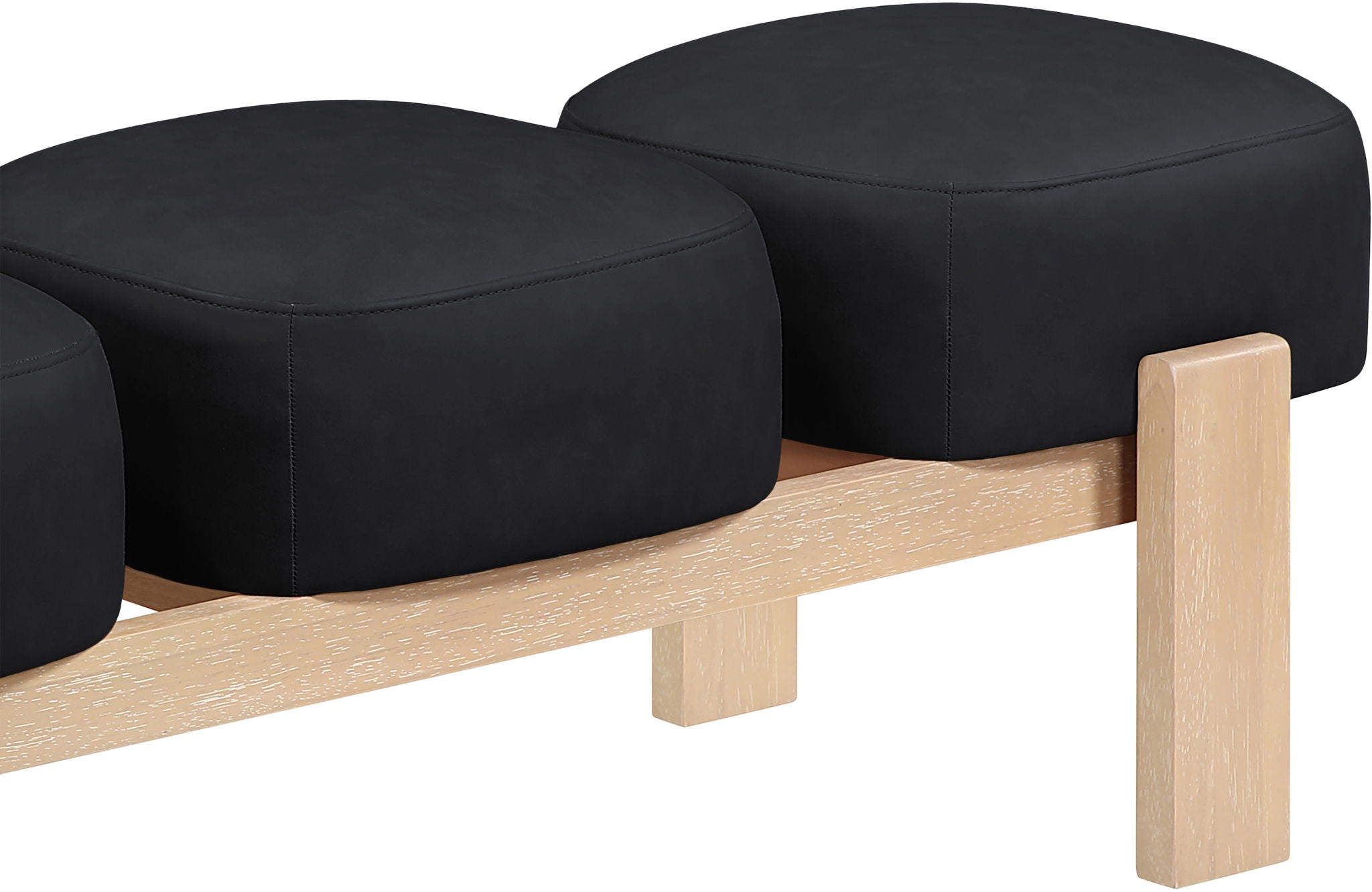 Woodcrest - Vegan Leather Upholstered Bench - Painted Natural Base