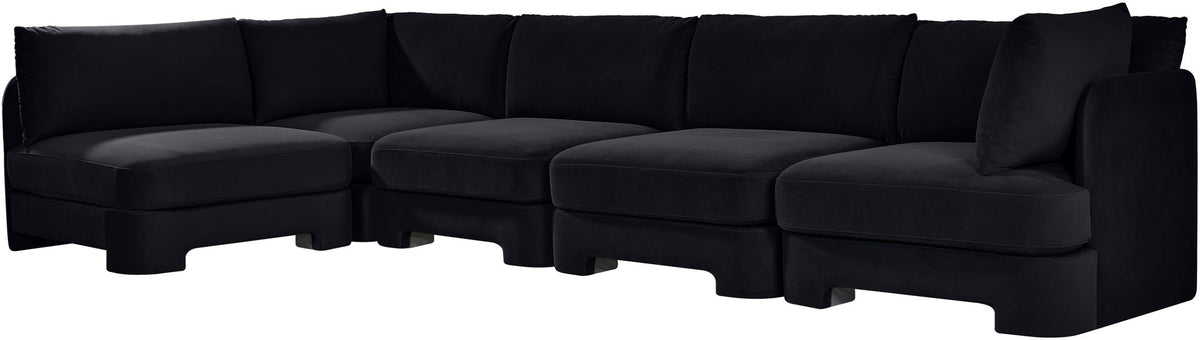 Hammond - Velvet Performance Fabric Upholstered 5 Piece L-Shaped Sectional