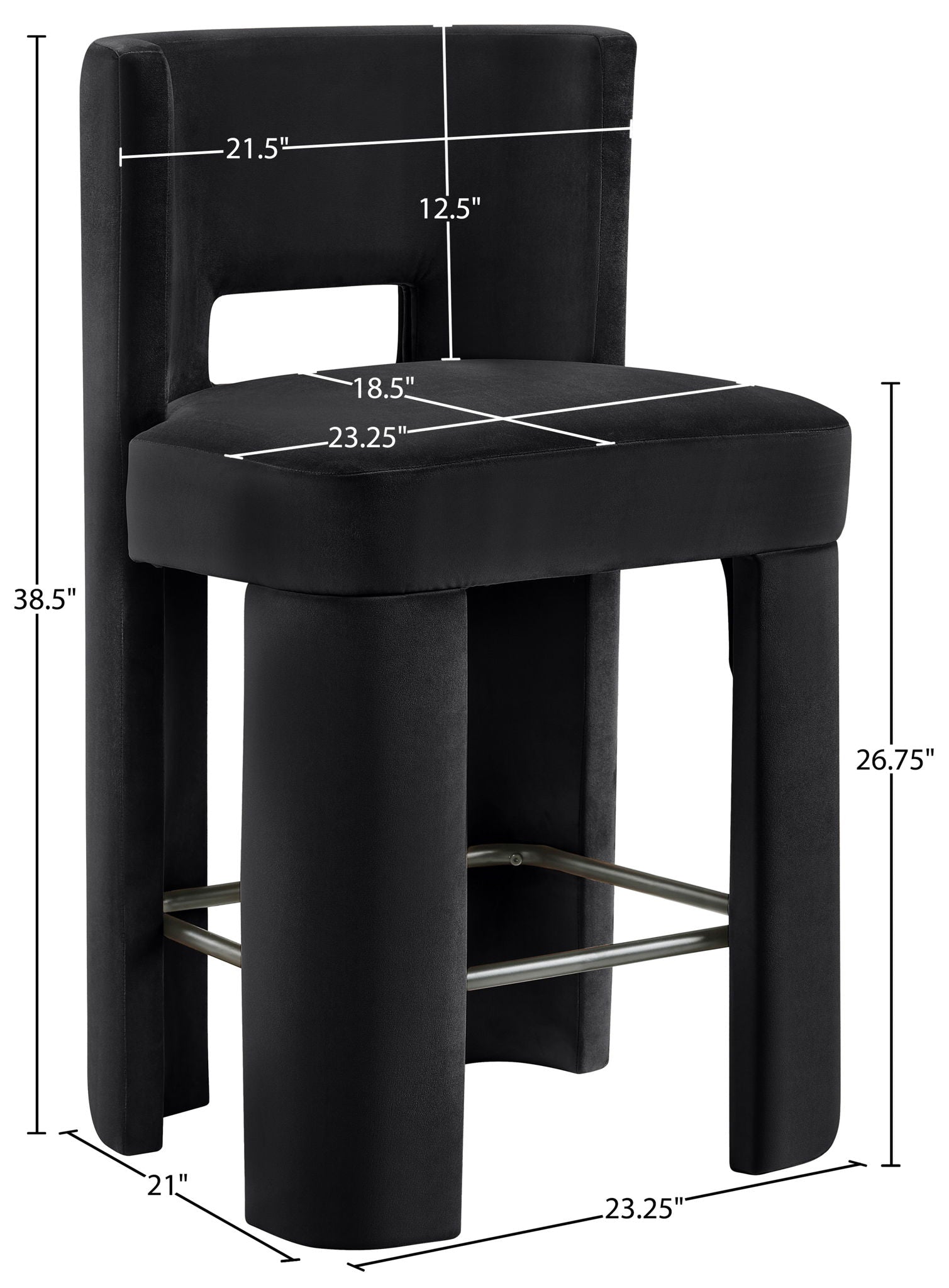 Zuno - Velvet Performance Fabric Upholstered Counter Stool (Set of 2)