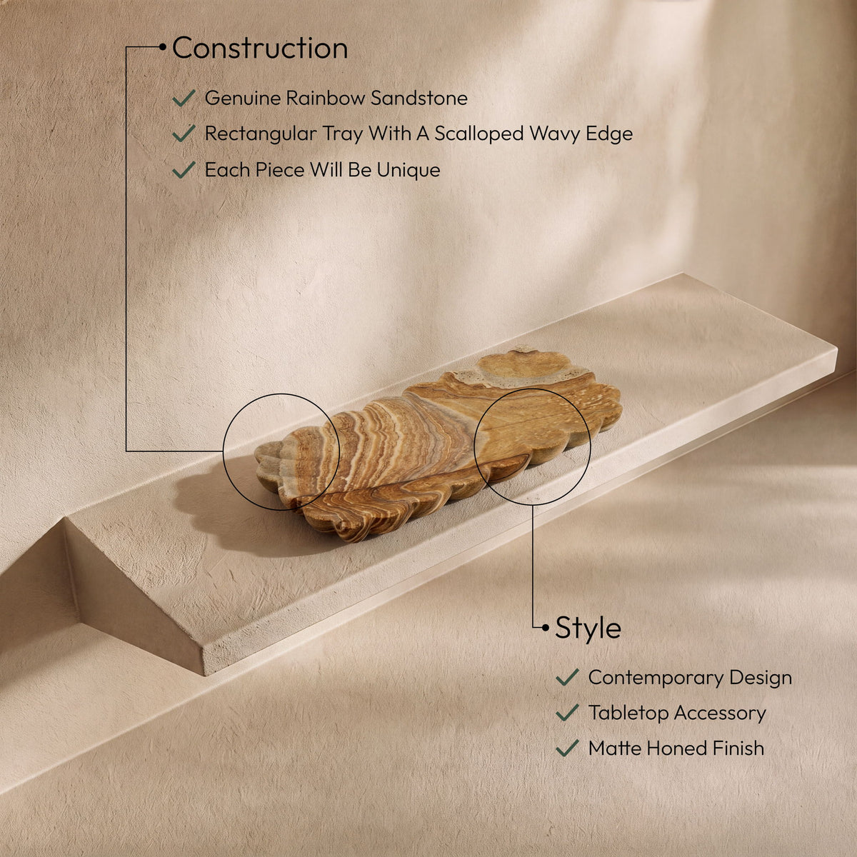 Ruffalo - Sandstone Tray - Sand