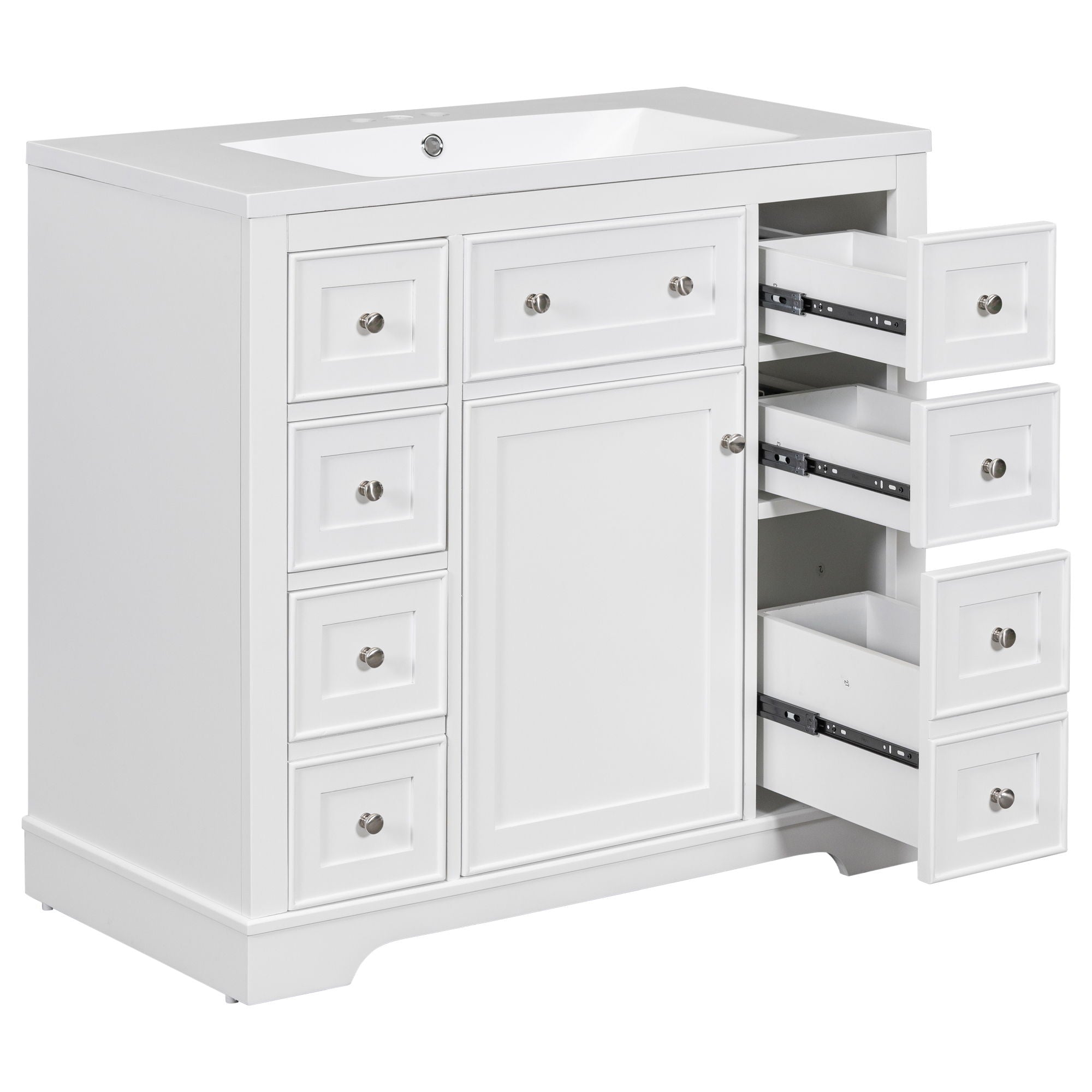 Modern Bathroom Vanity With Sink Combo, 6 Drawers And 1 Cabinet
