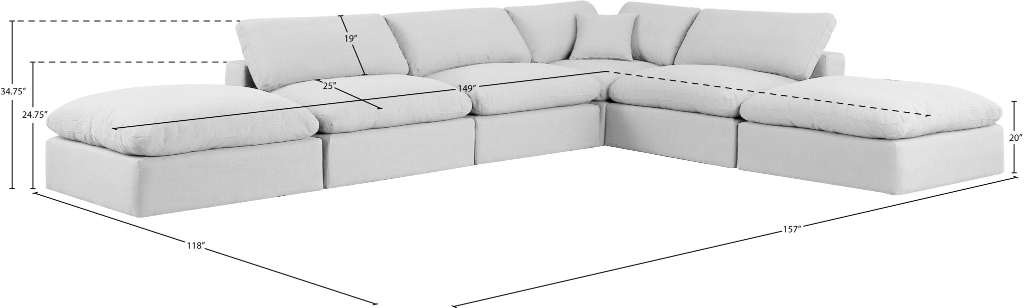 Comfy - 6 Piece Linen Modular Sectional