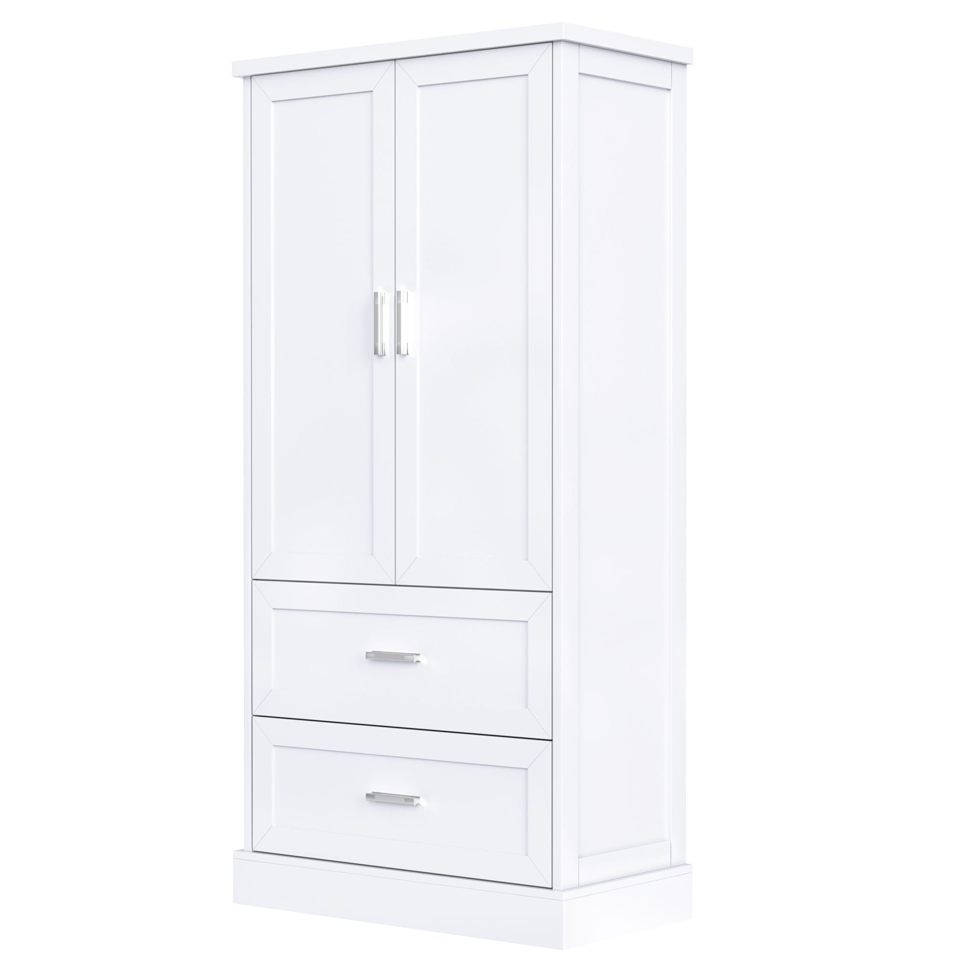 Tall Bathroom Storage Cabinet With 2 Doors And Drawers, Adjustable Shelf