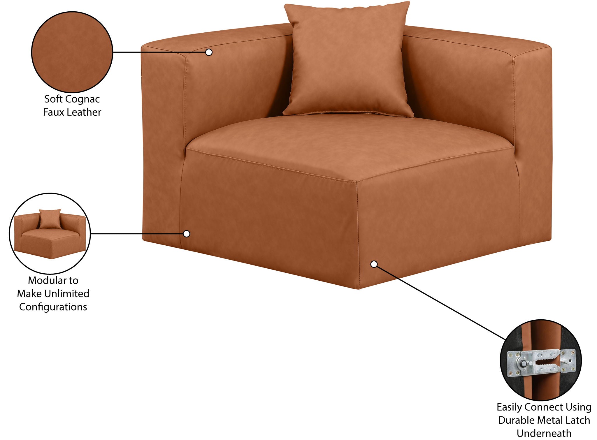 Cube - Corner Chair - Cognac