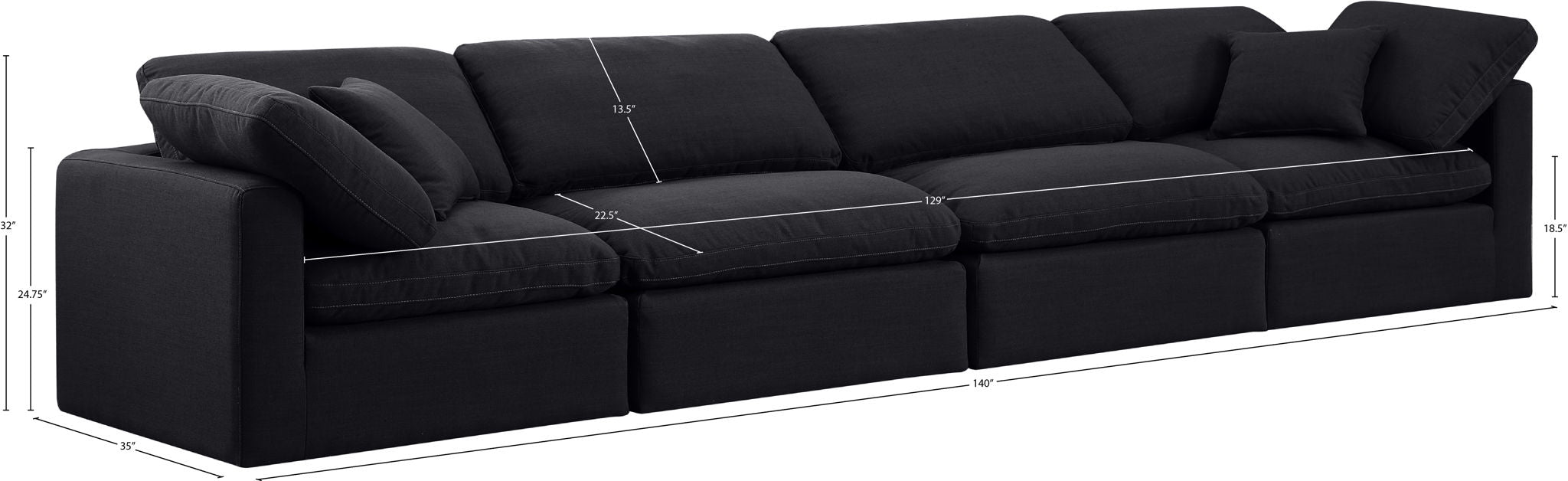 Indulge - Linen 4 Seat Modular Sofa