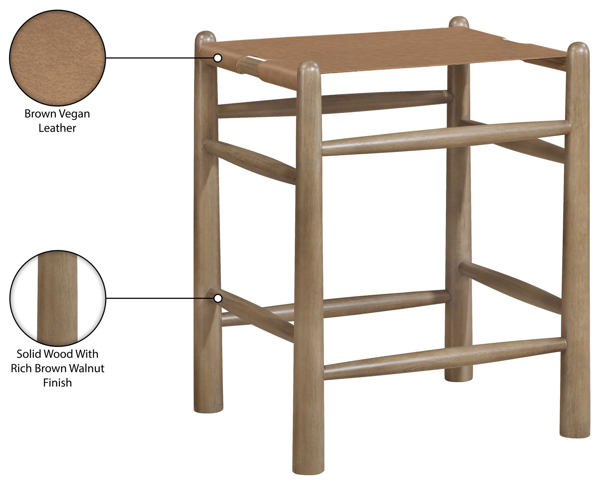 Santos - Backless Counter Stool With Stained Brown Base