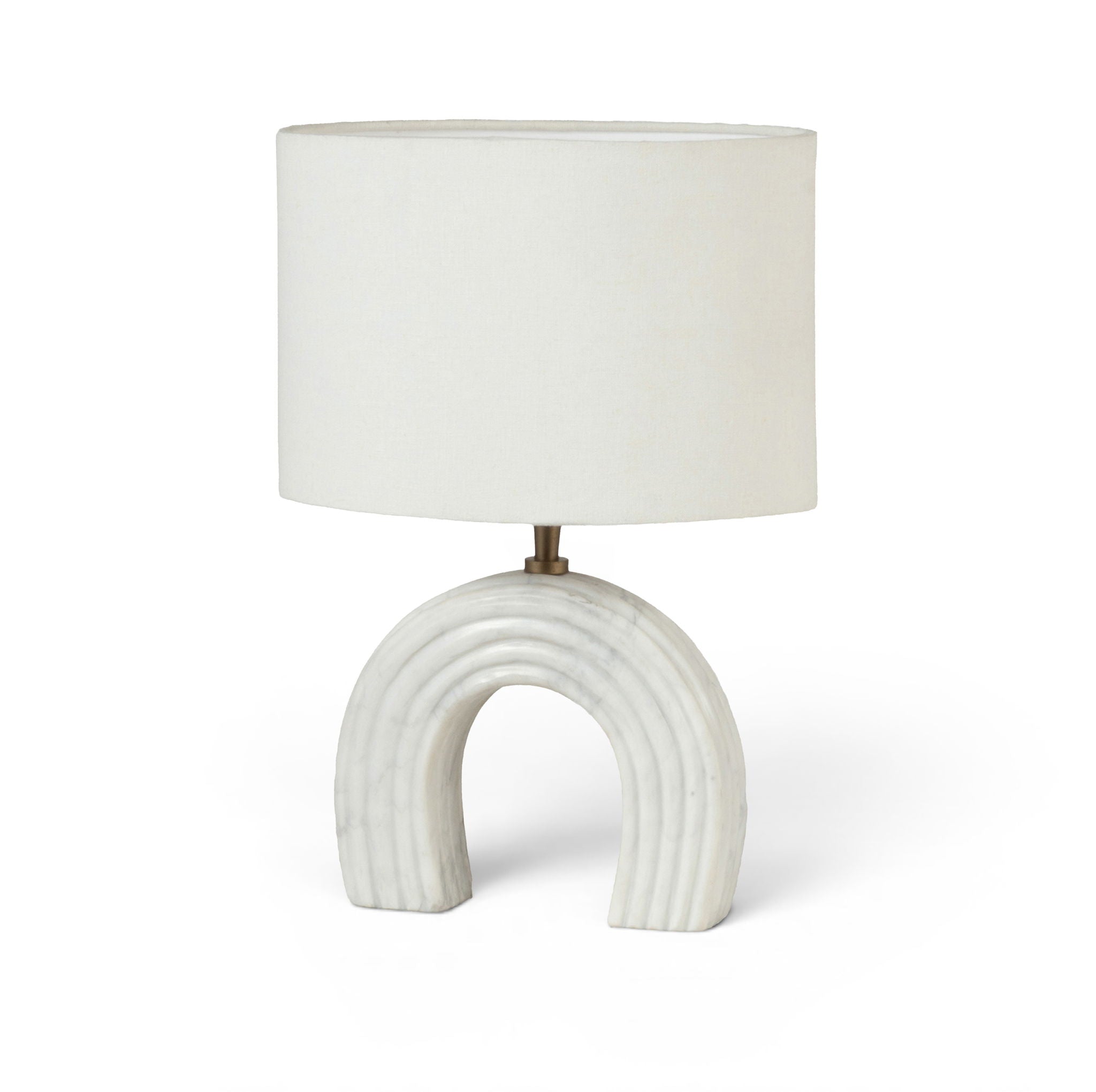 Lithos - Genuine Marble Base And Linen Textured Fabric Shade Table Lamp