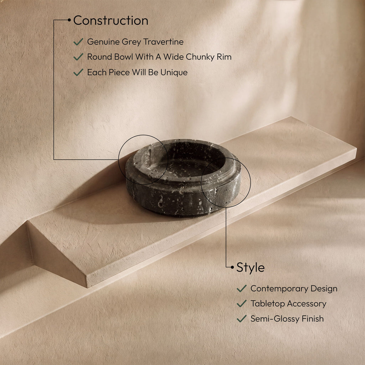 Parsons - Travertine Bowl
