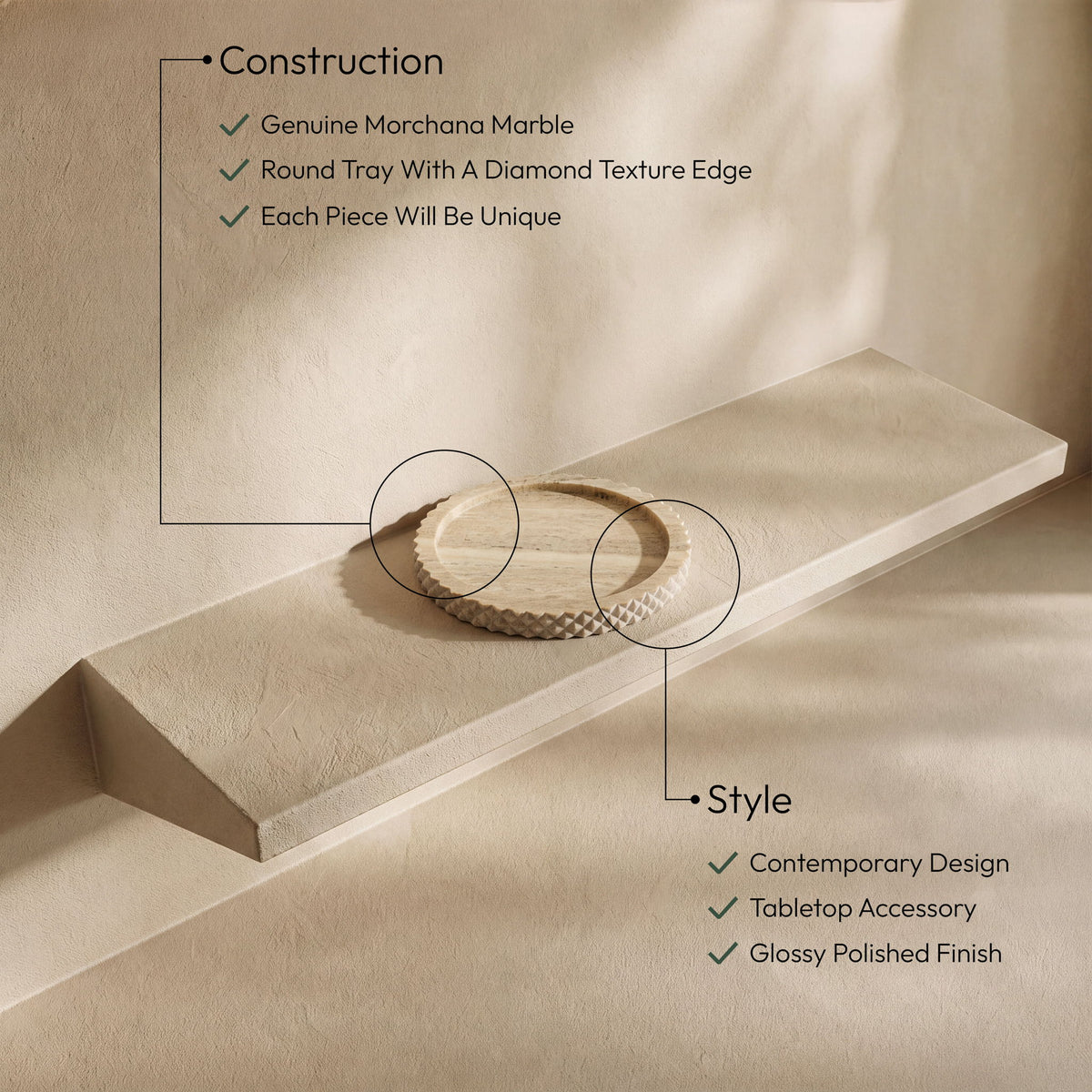 Russell - Genuine Marble Tray