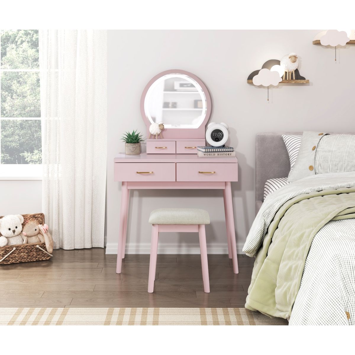Camilla - Vanity Dresser With Mirror And Stool