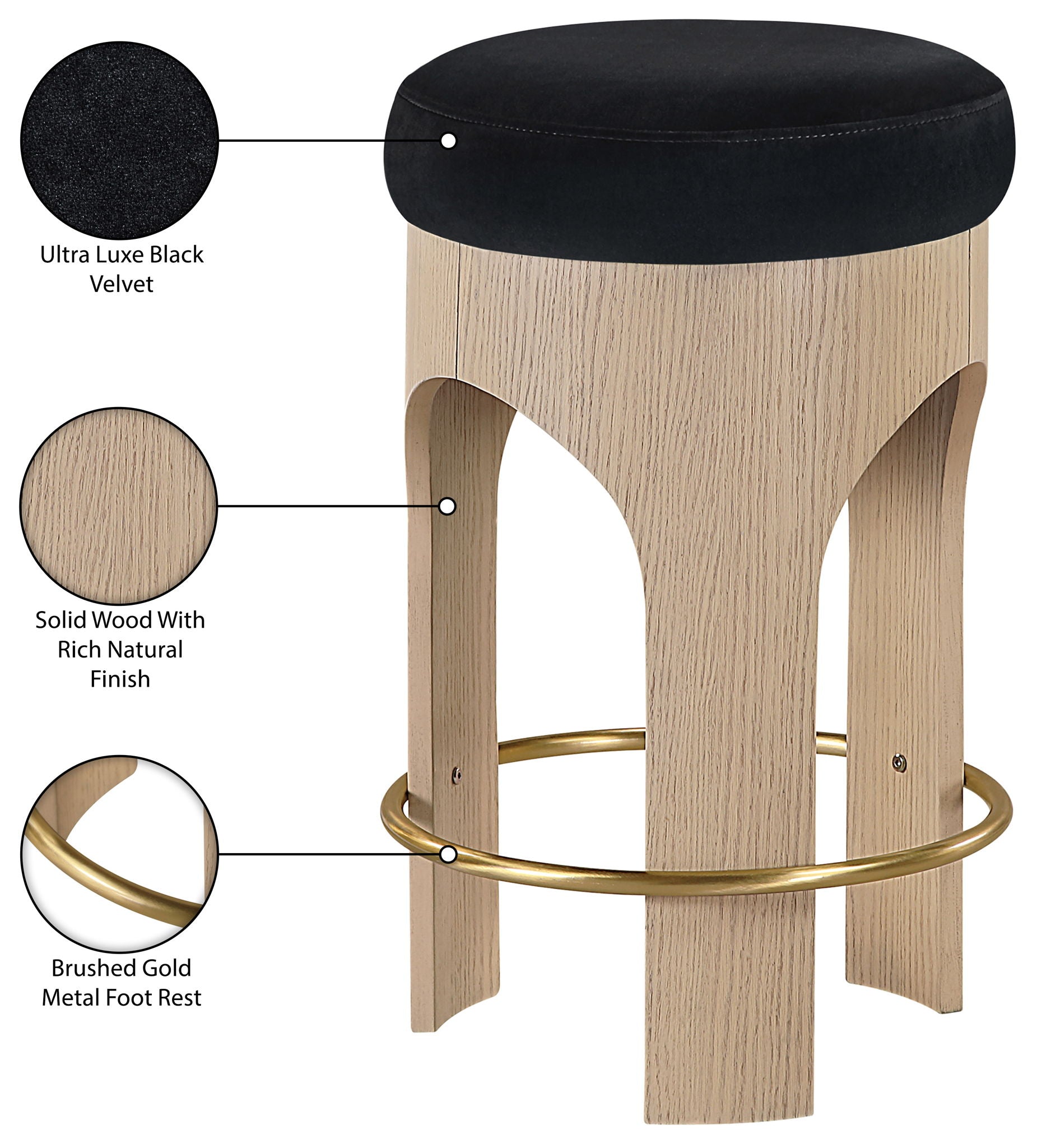 Bocceli - Counter Stool - Natural Base