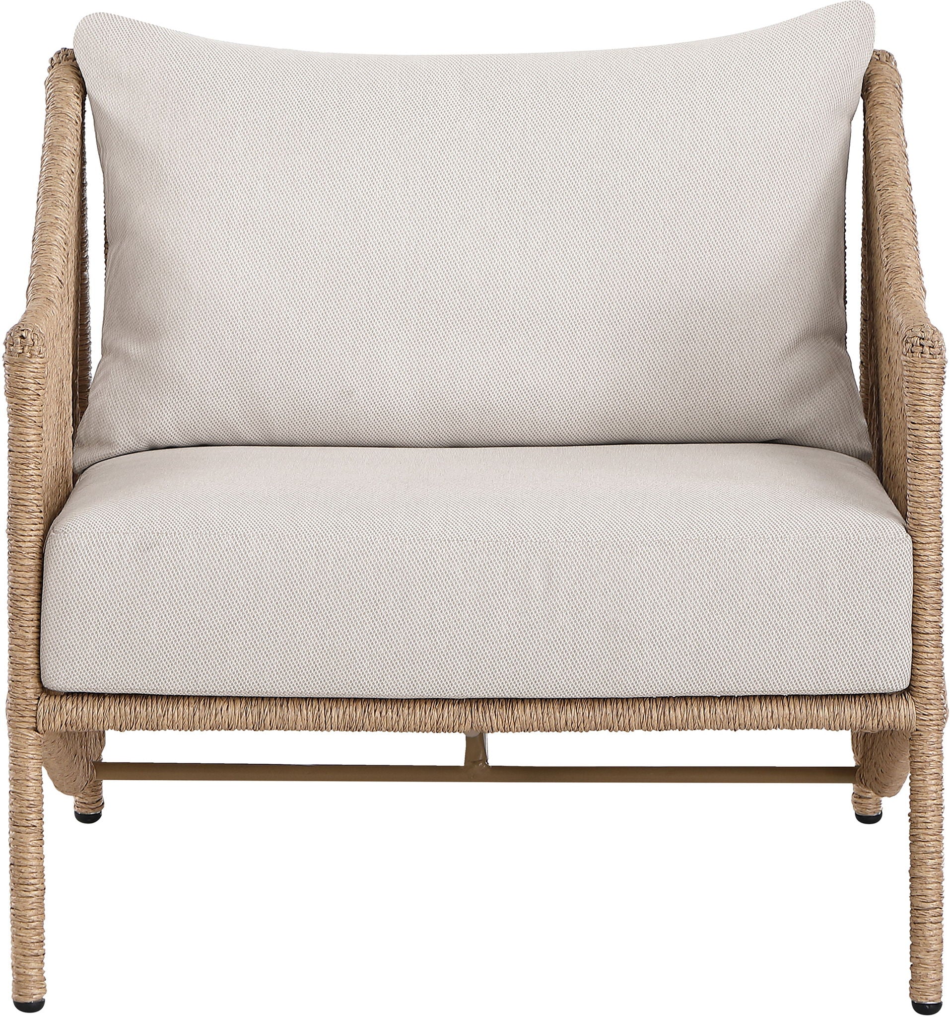 Coastline - Olefin Water Resistant Fabric And Wicker Outdoor Patio Accent Chair - Beige