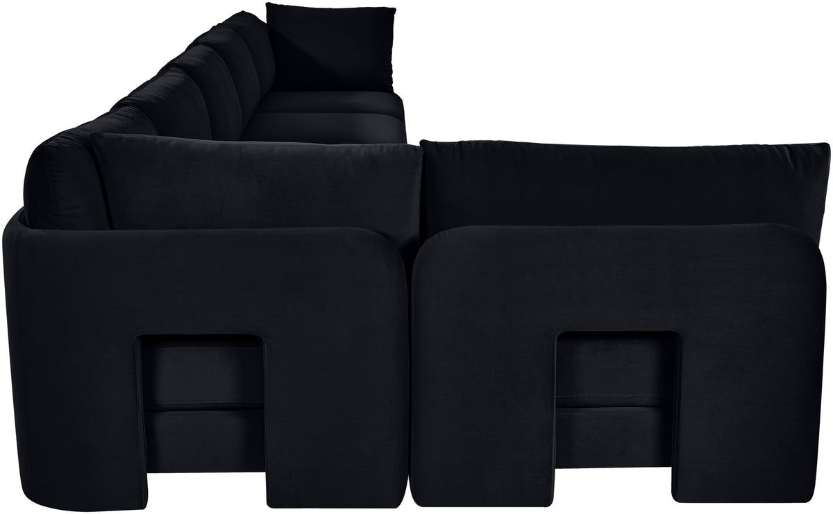 Hammond - Velvet Performance Fabric Upholstered 6 Piece L-Shaped Armless Sectional
