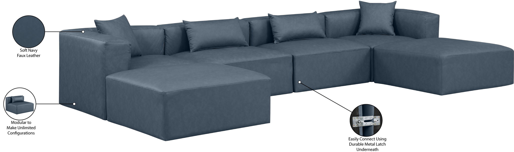 Cube - 6 Piece Modular Double Chaise Sectional