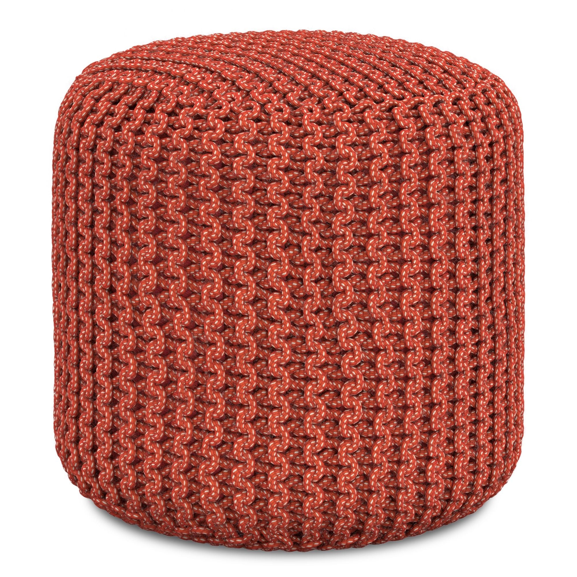 Wynne - Round Knitted Outdoor / Indoor Pouf - Orange