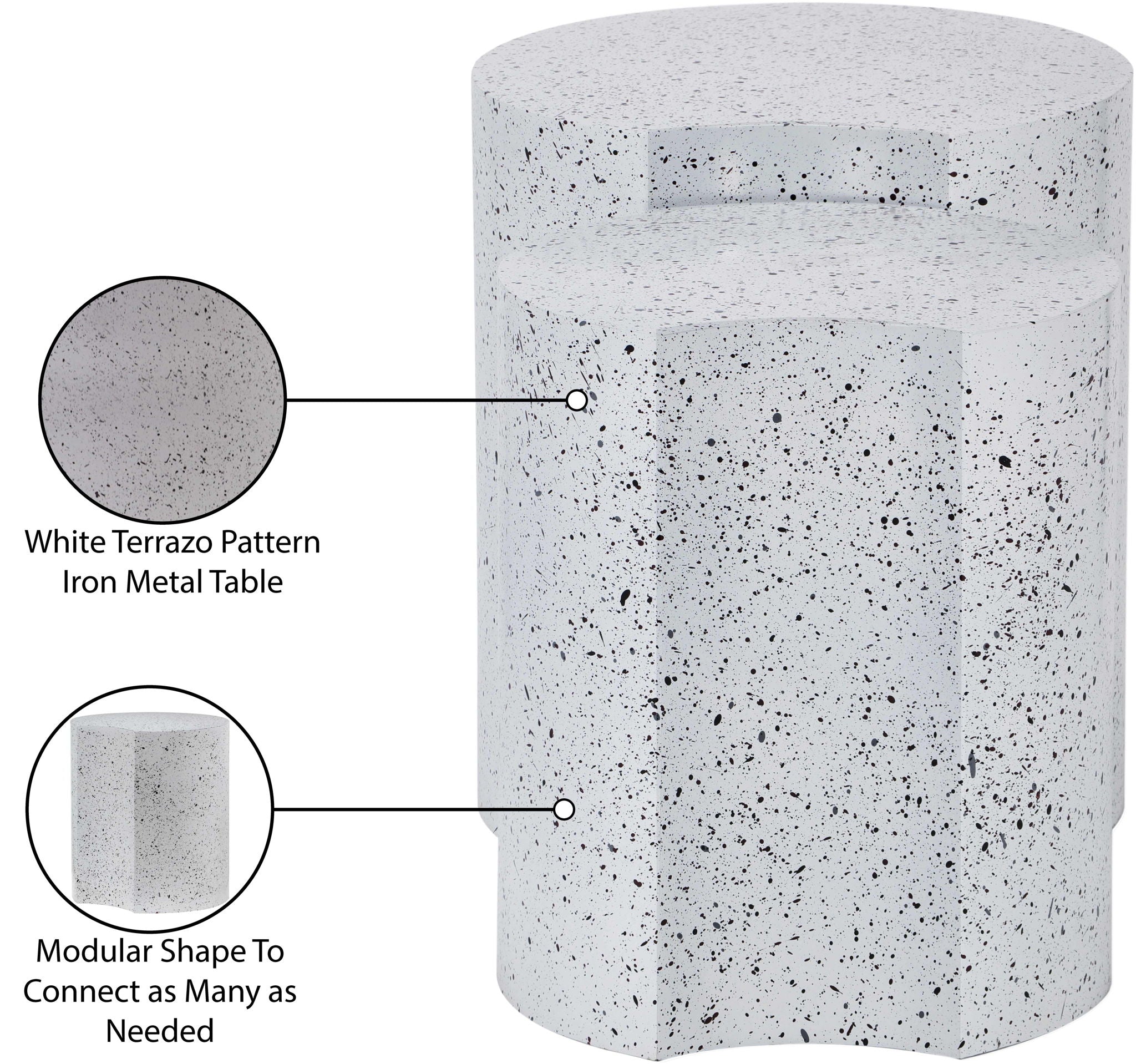 Dimple - Modular End Table - Terazzo Finish