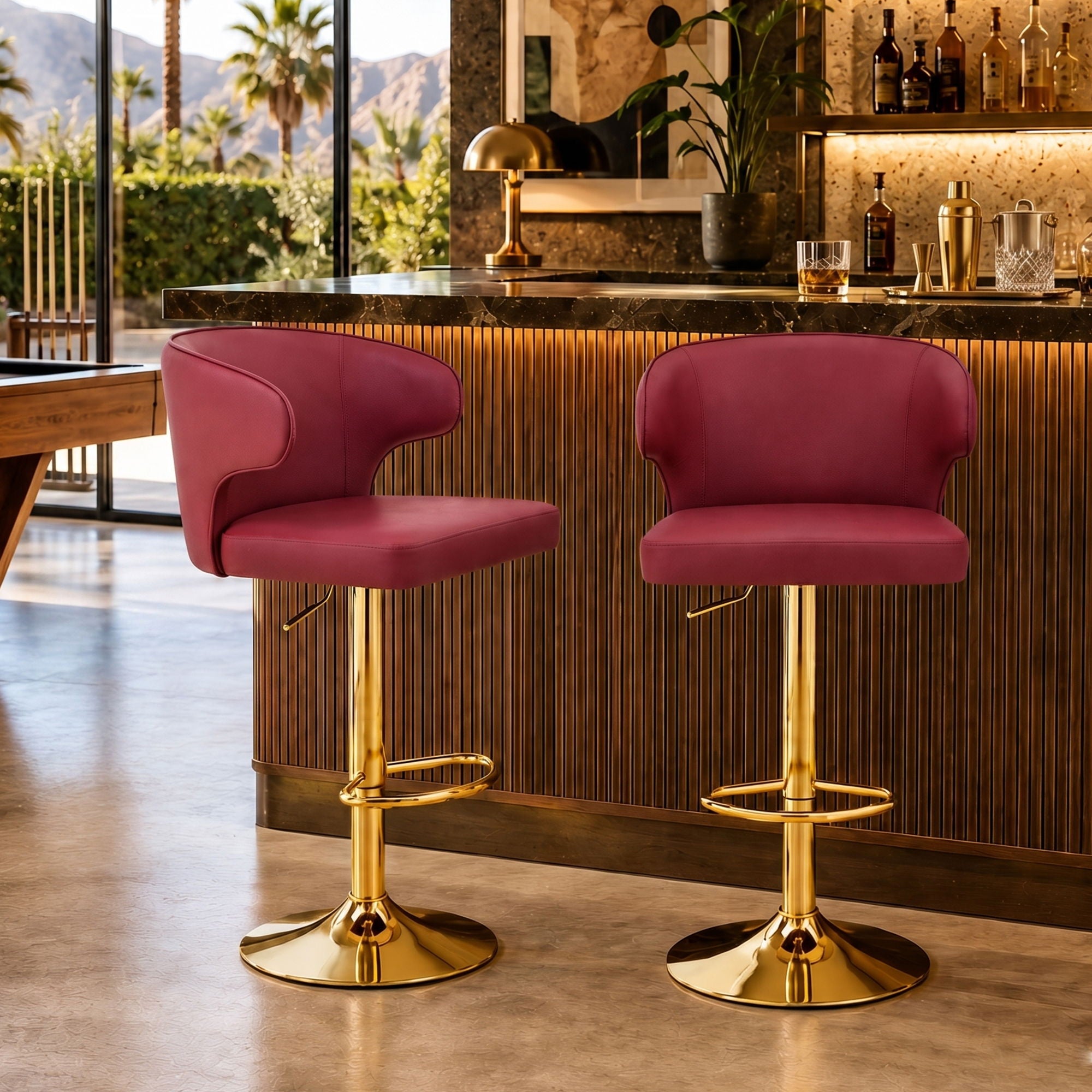 Adjustable Swivel Bar Chair With High Back Support