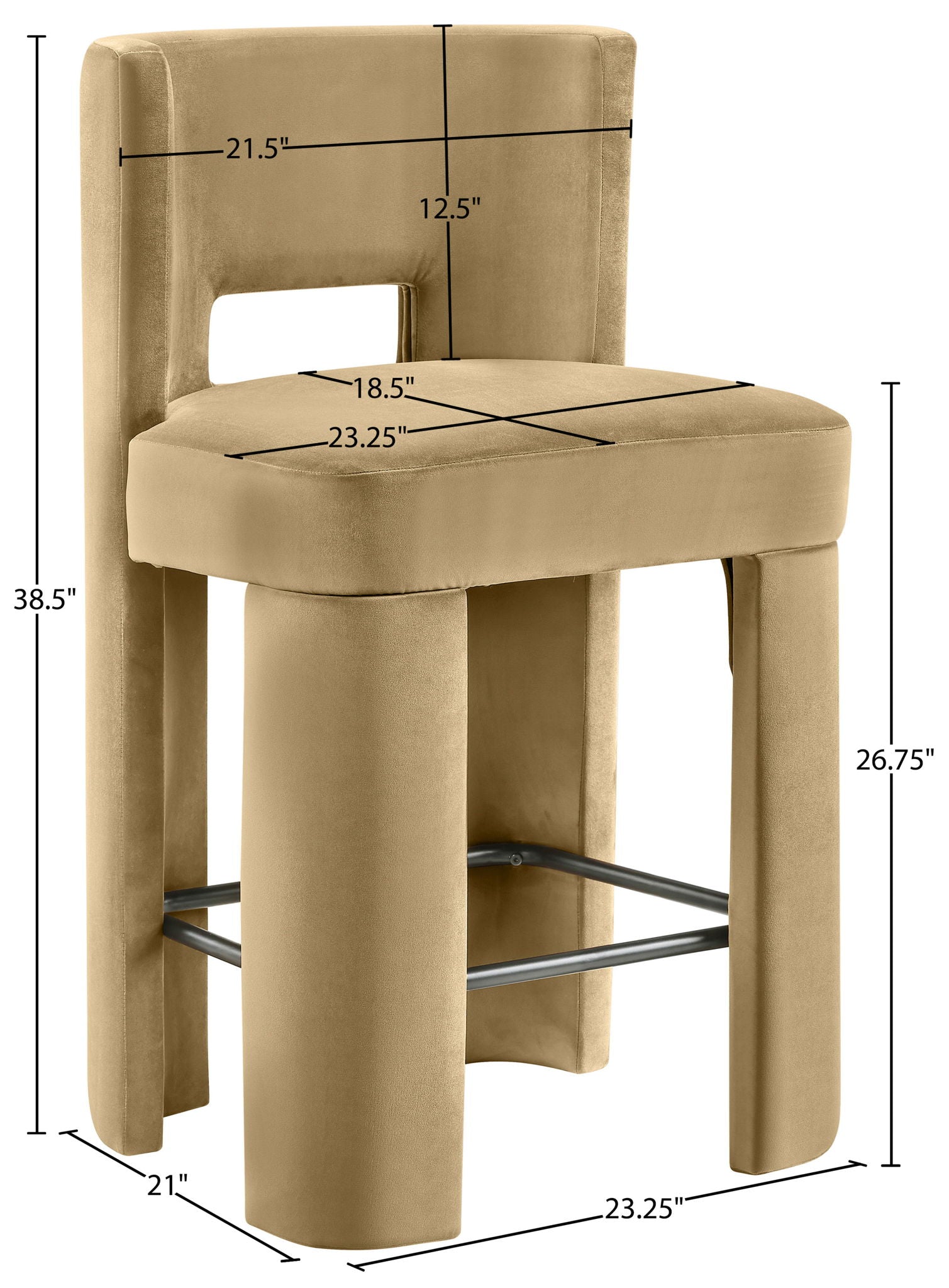 Zuno - Velvet Performance Fabric Upholstered Counter Stool (Set of 2)