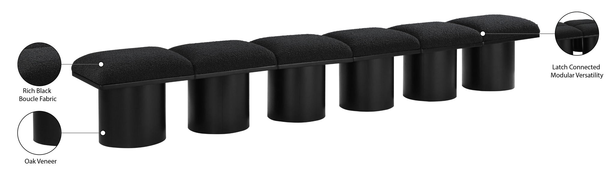 Pavilion - 6 Piece Modular Bench With Black Base