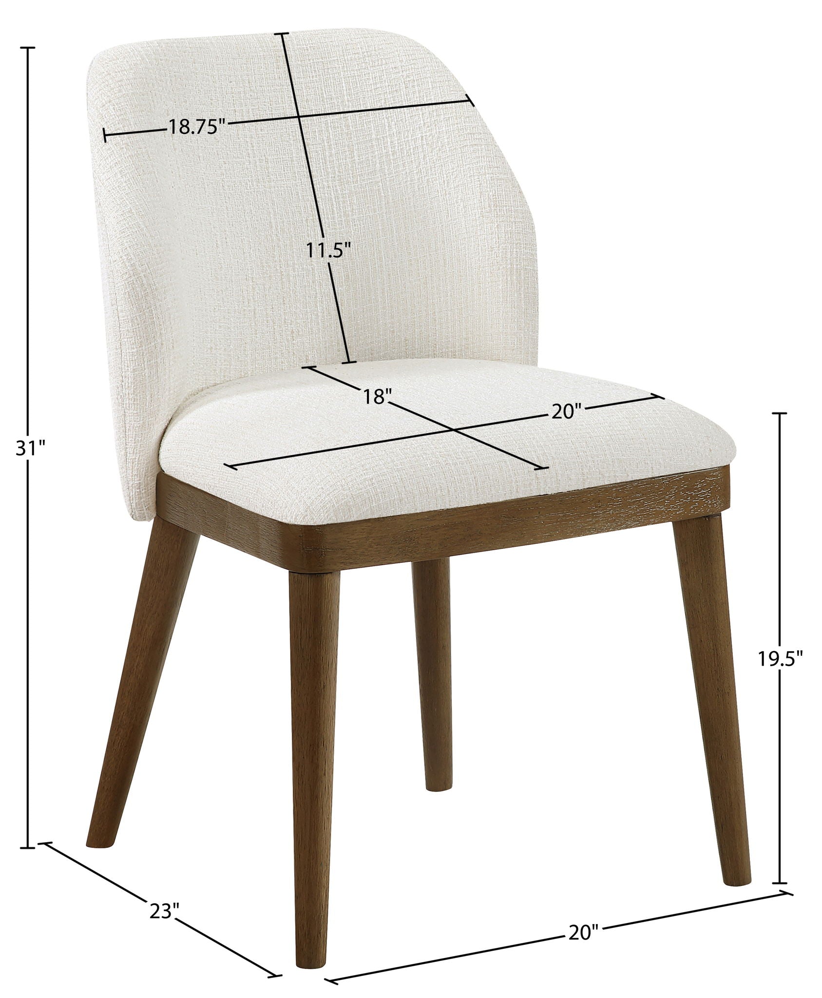 Valeo - Linen Textured Fabric Upholstered Dining Chair (Set of 2) - Painted Brown Base
