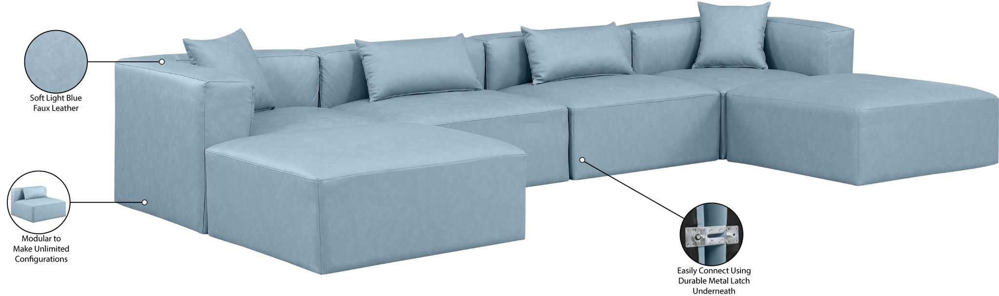 Cube - 6 Piece Modular Double Chaise Sectional