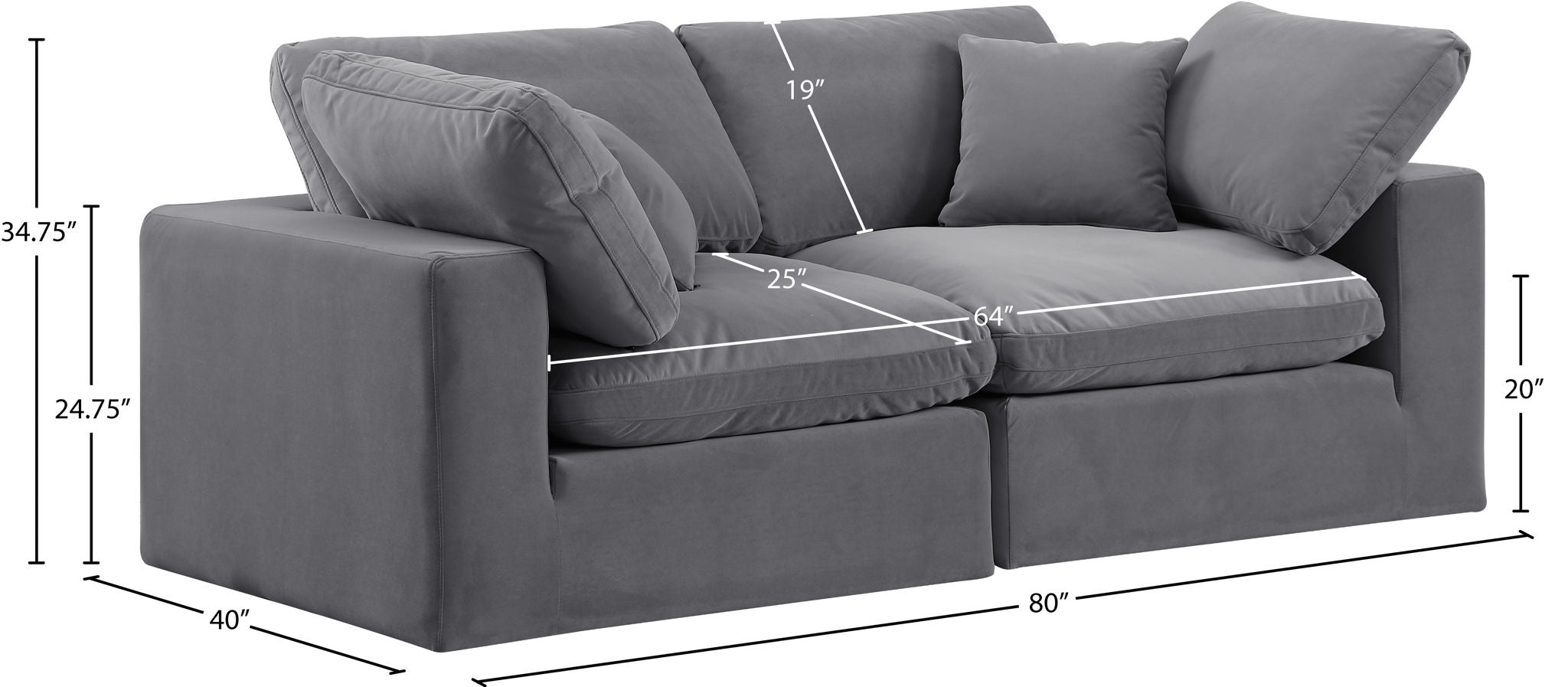 Comfy - Velvet Modular Sofa 2 Seats