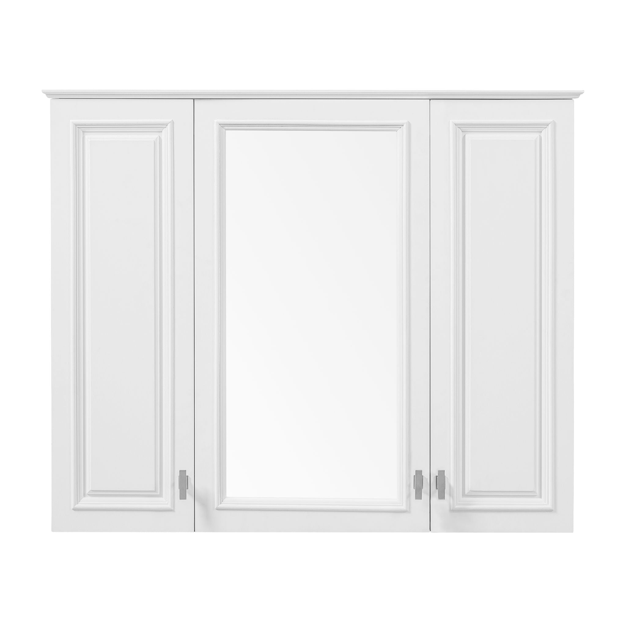 Wall Mounted Mirror Cabinet With 5 Adjustable Shelves, Rectangular Storage For Bathroom - White