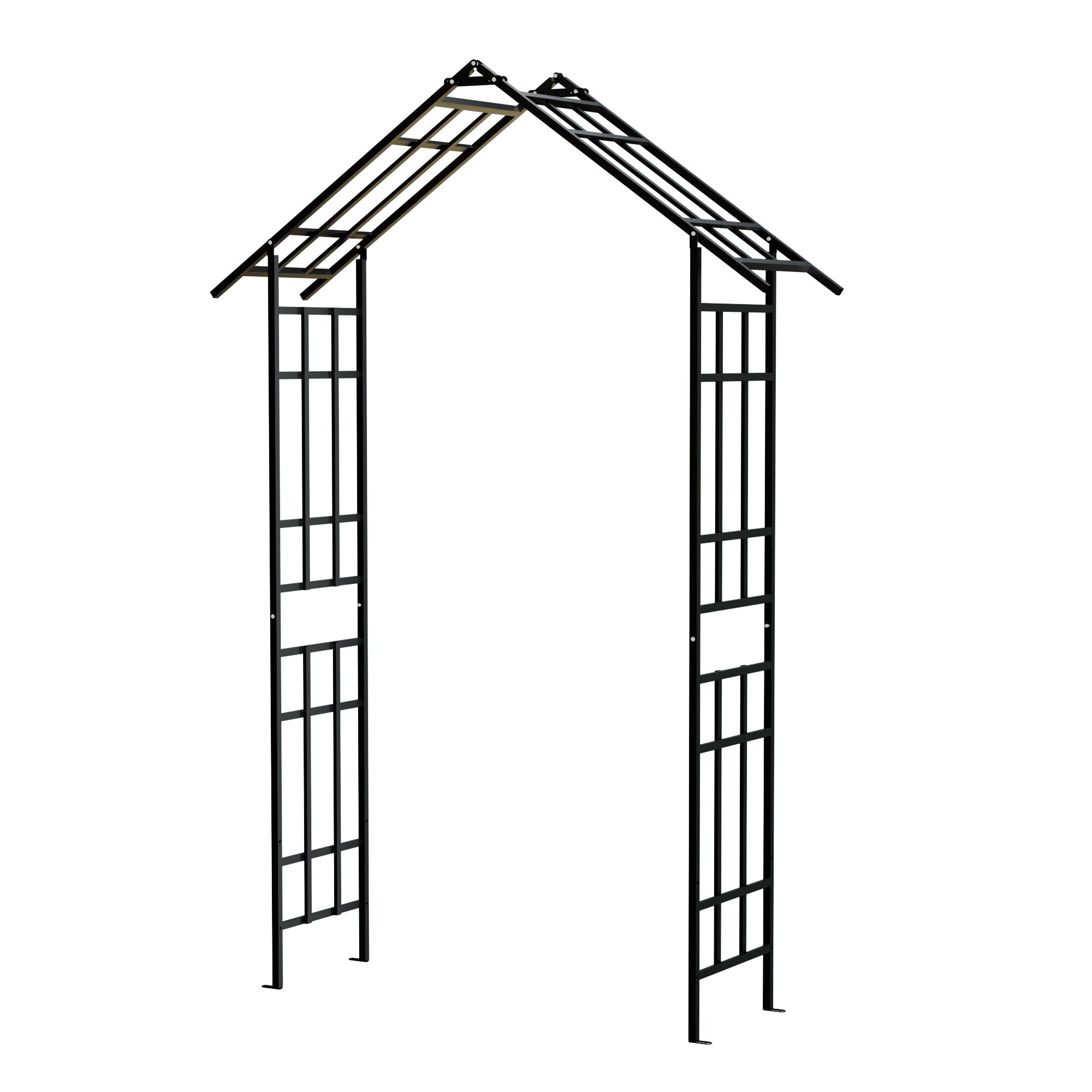Garden Arch With Adjustable Width Climbing Plants Support - Black