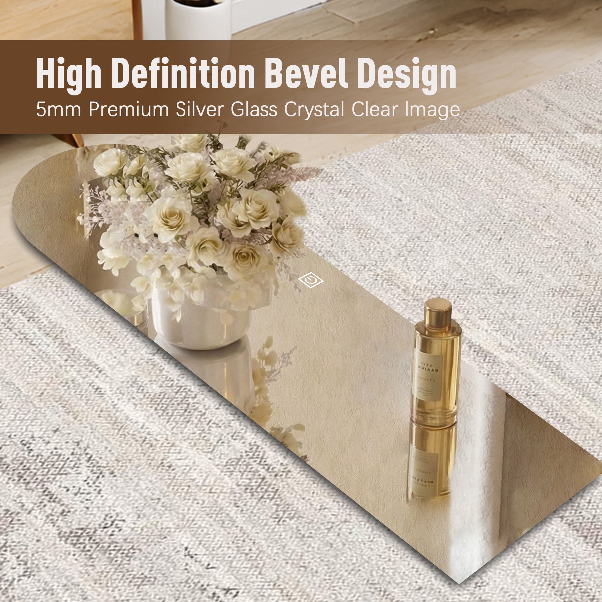 LED Full Length Wall Mirror With Symmetrical Arch Design, 3 Color Dimmable Lighting - Silver