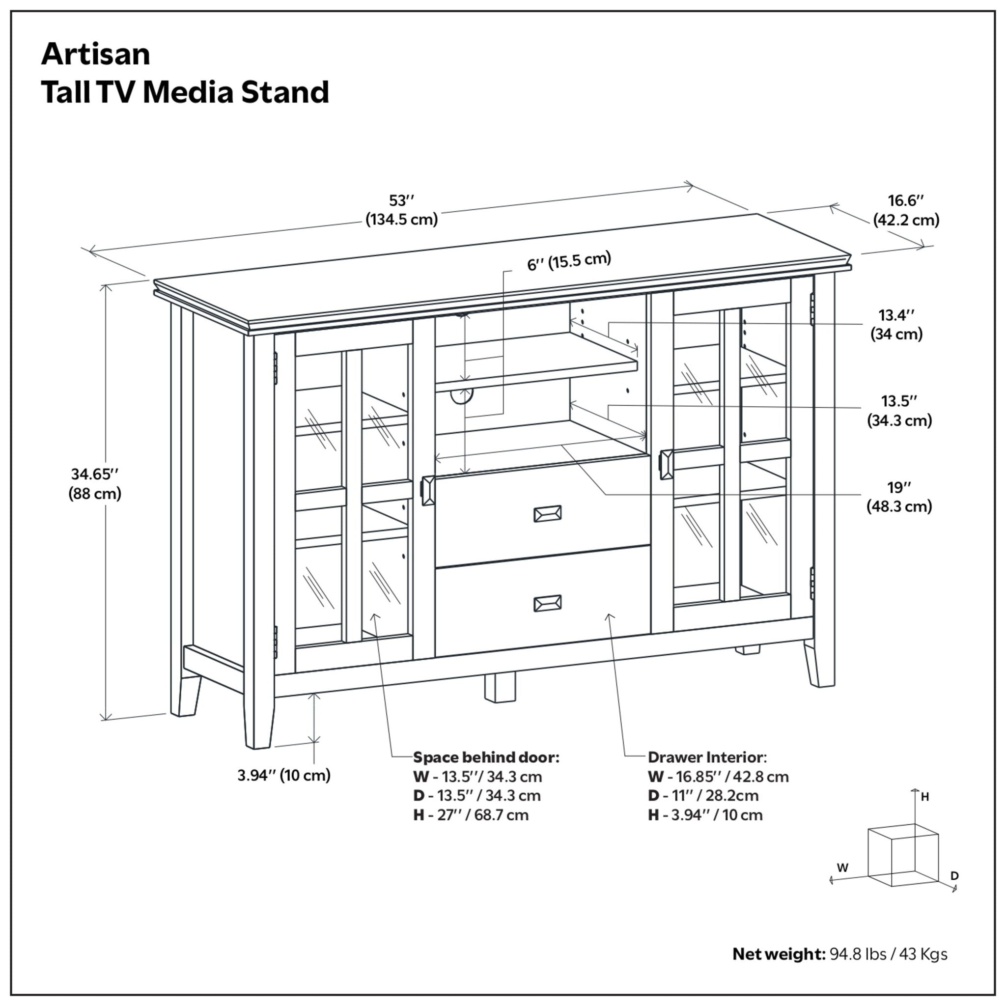 Artisan - Tall TV Media Stand - Rustic Natural Aged Brown