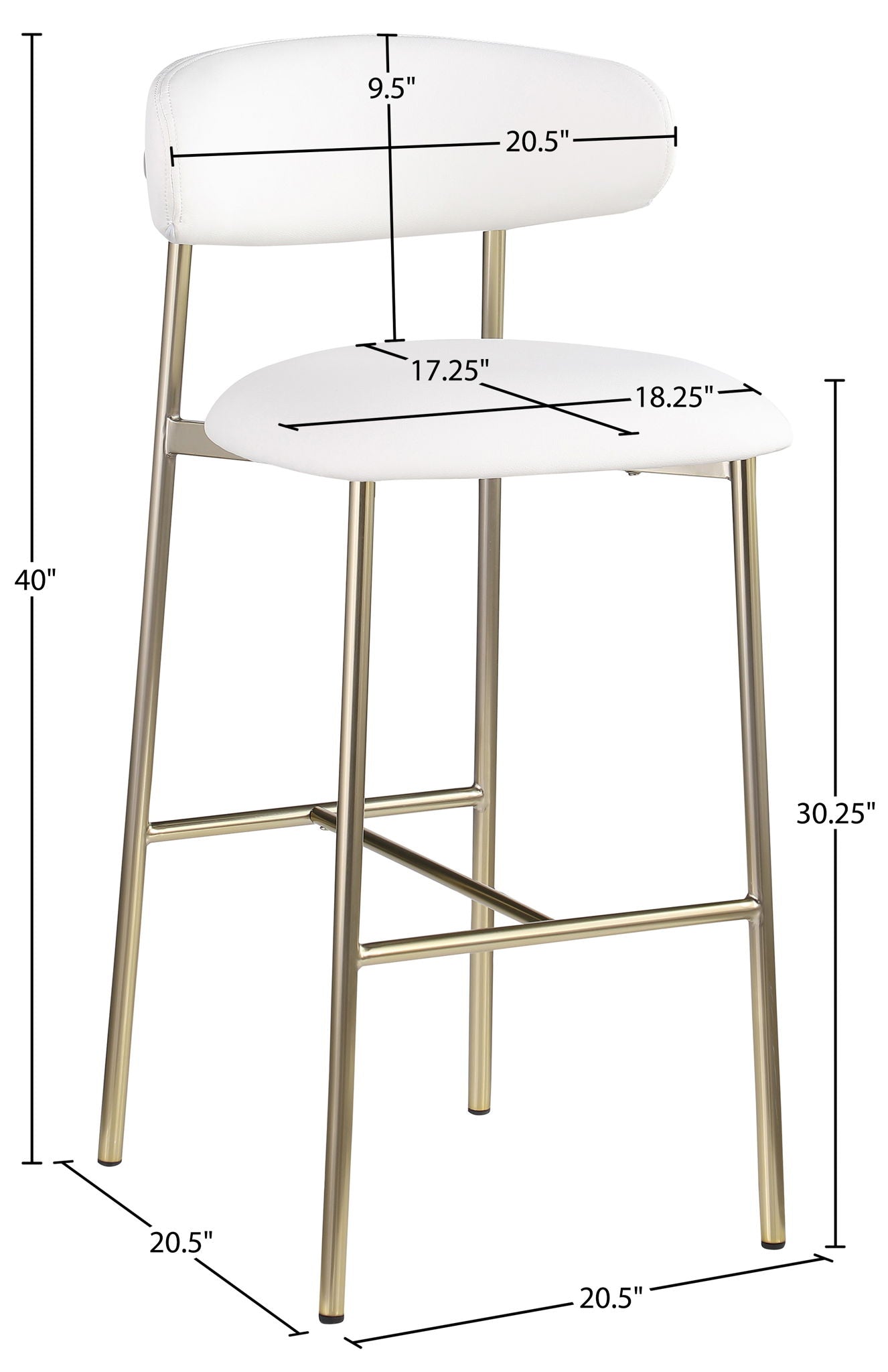 Lupita - Vegan Leather Upholstered Bar Stool With Brushed Gold Frame (Set of 2)