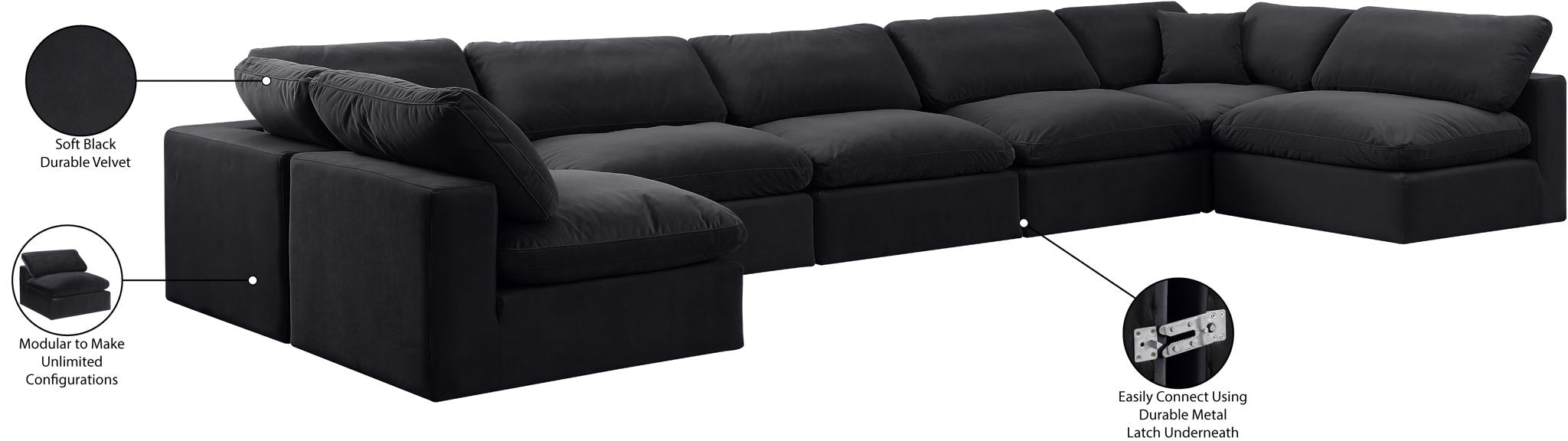 Comfy - 7 Piece Velvet Modular Armless Sectional