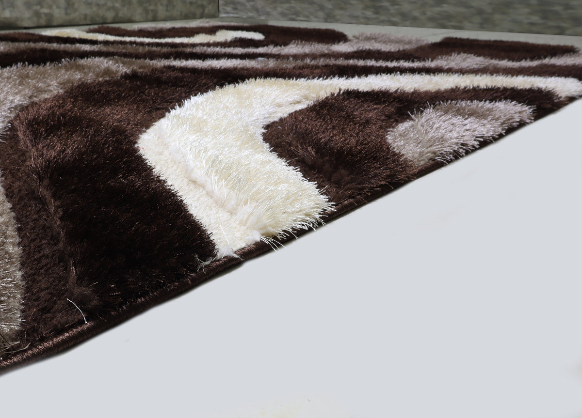 3D Shaggy Brown 5X7 Area Rug