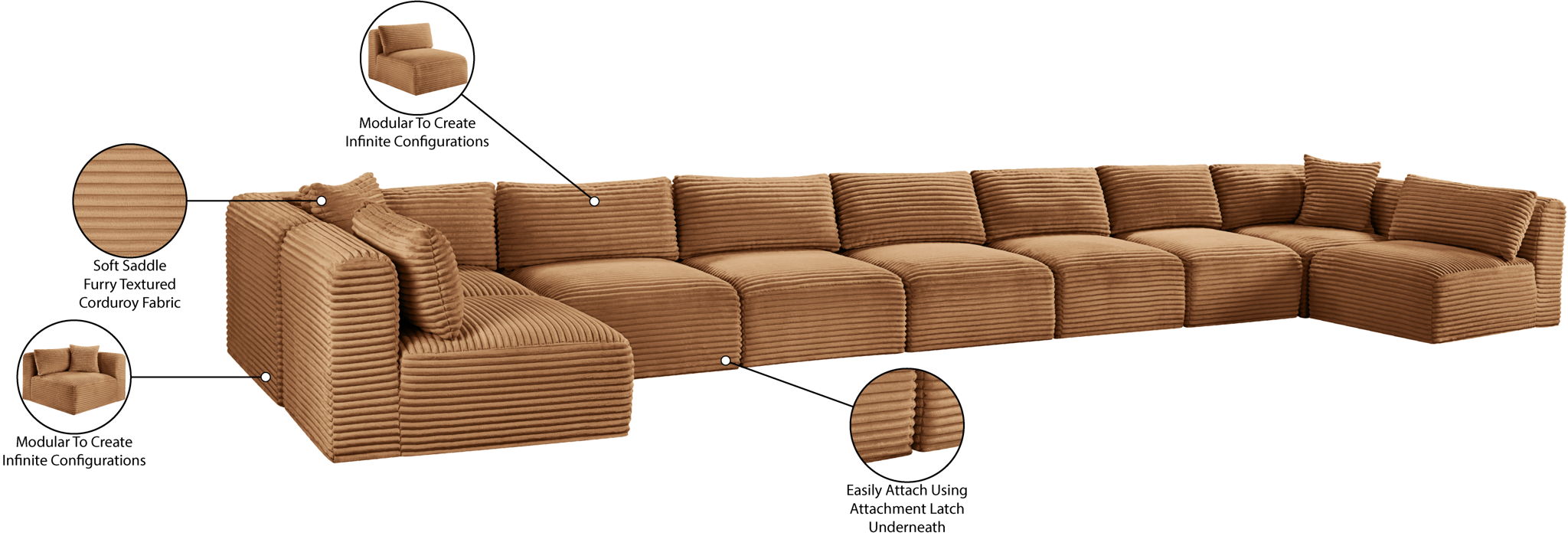 Shaggy - Fabric 9 Piece Modular Sectional