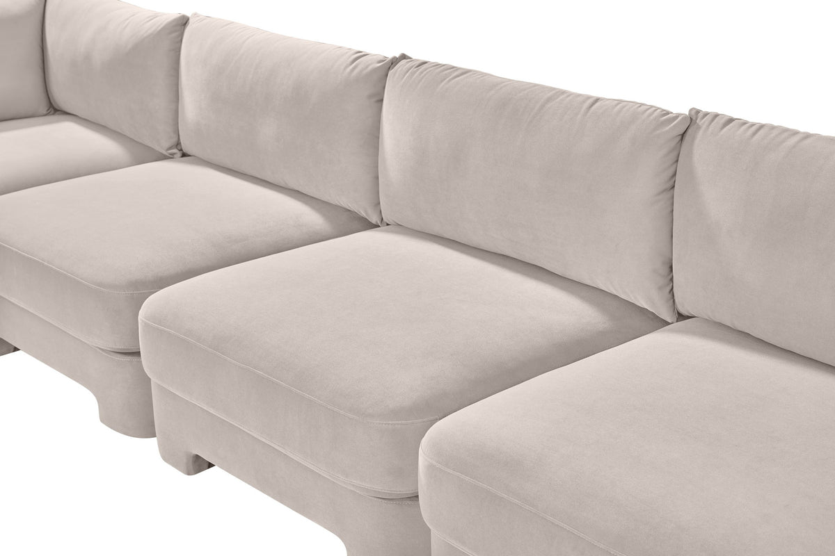 Hammond - Velvet Performance Fabric Upholstered 5 Piece L-Shaped Sectional