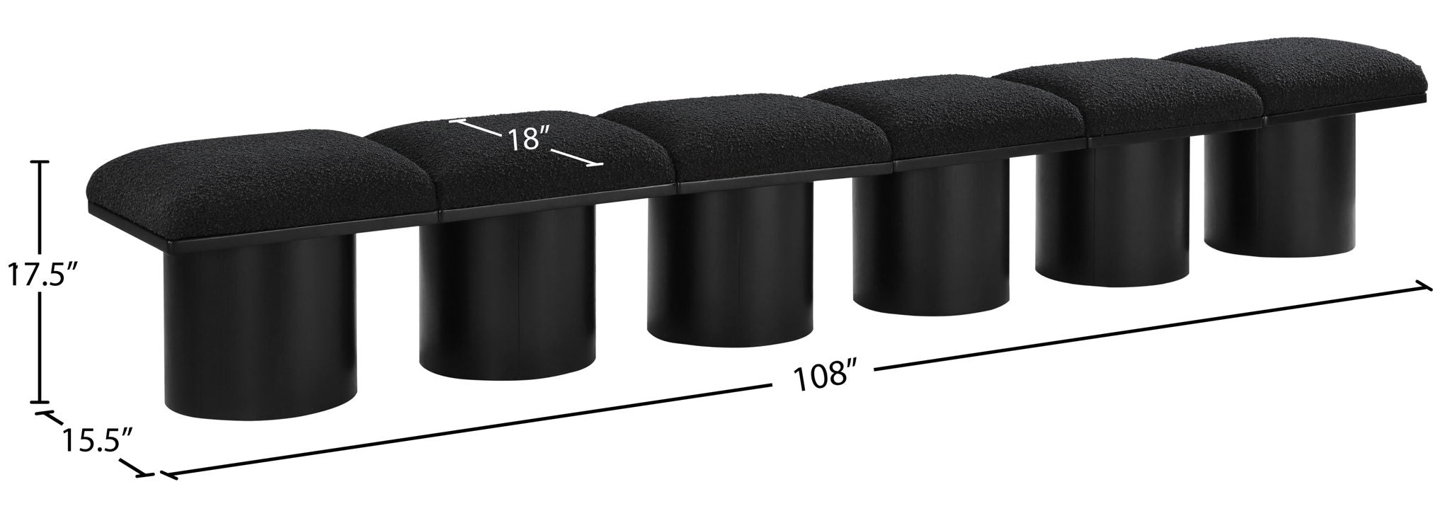 Pavilion - 6 Piece Modular Bench With Black Base