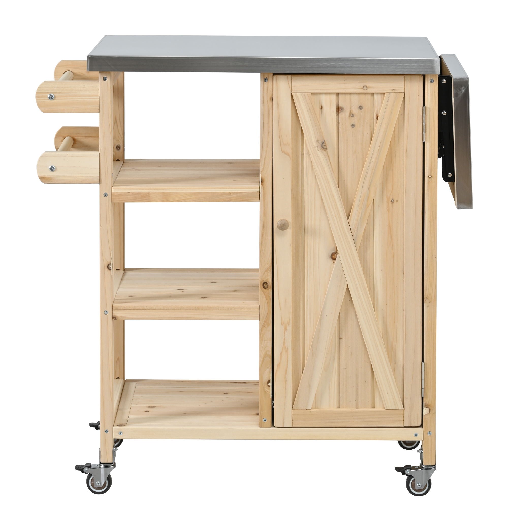 Foldable Outdoor Kitchen Island With Storage Cabinet